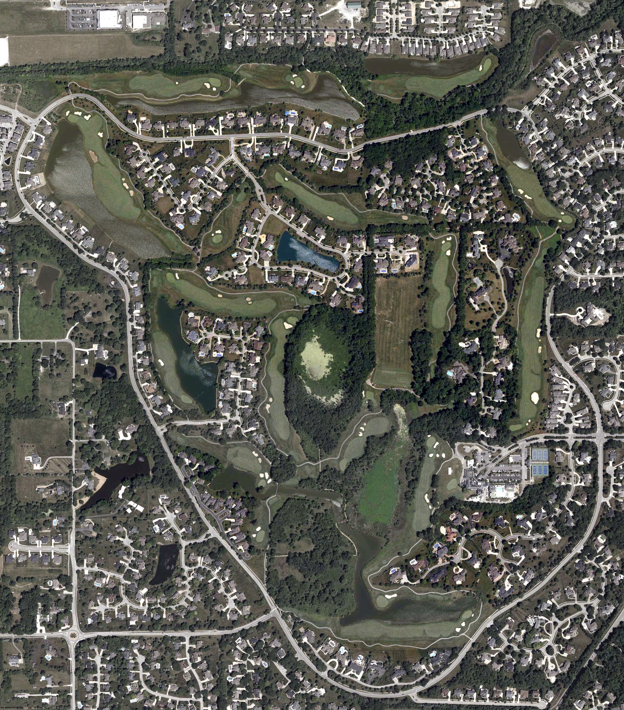 Aerial view of The Hawthorns Golf & Country Club, IN