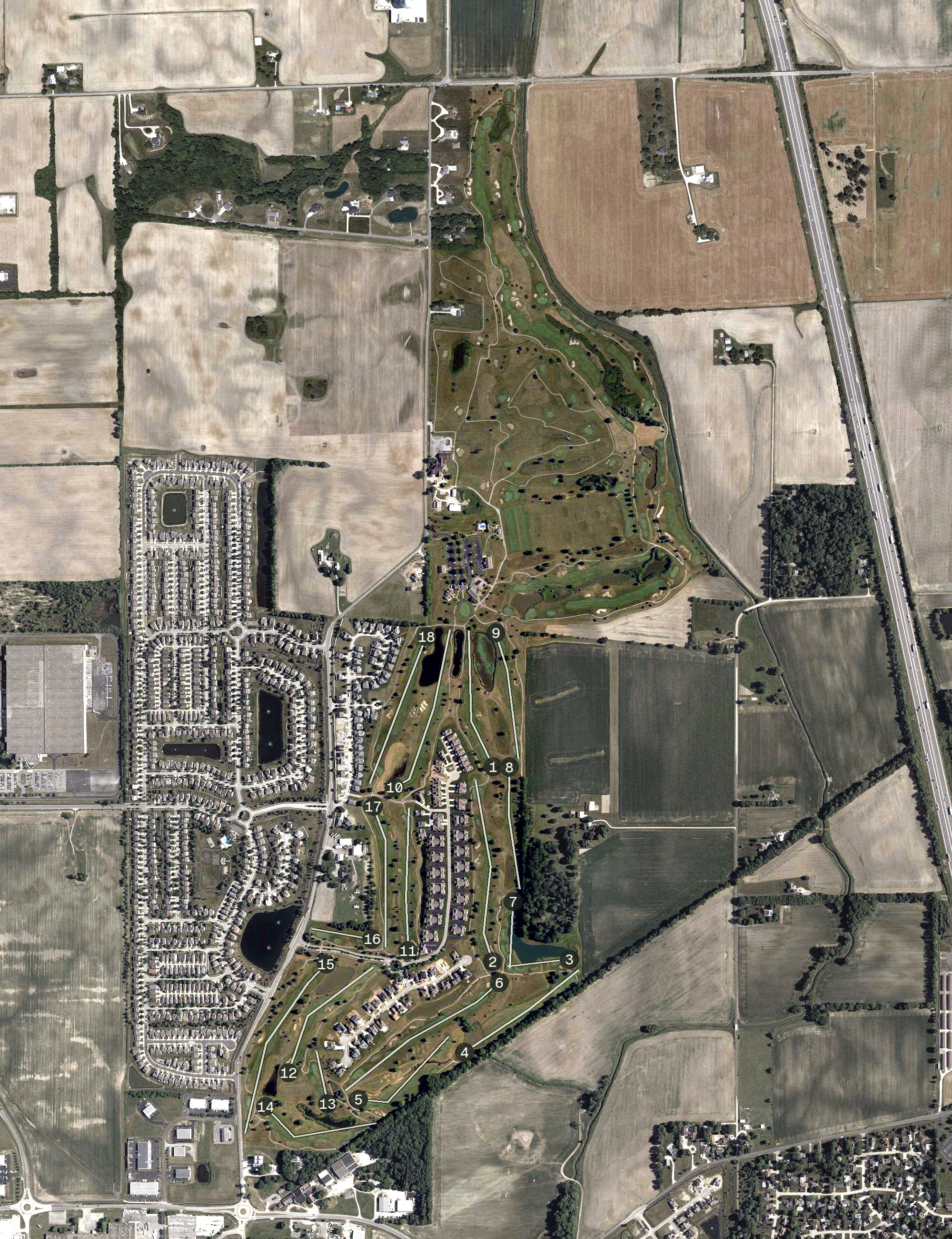 Aerial view of The Legends Golf Club, IN