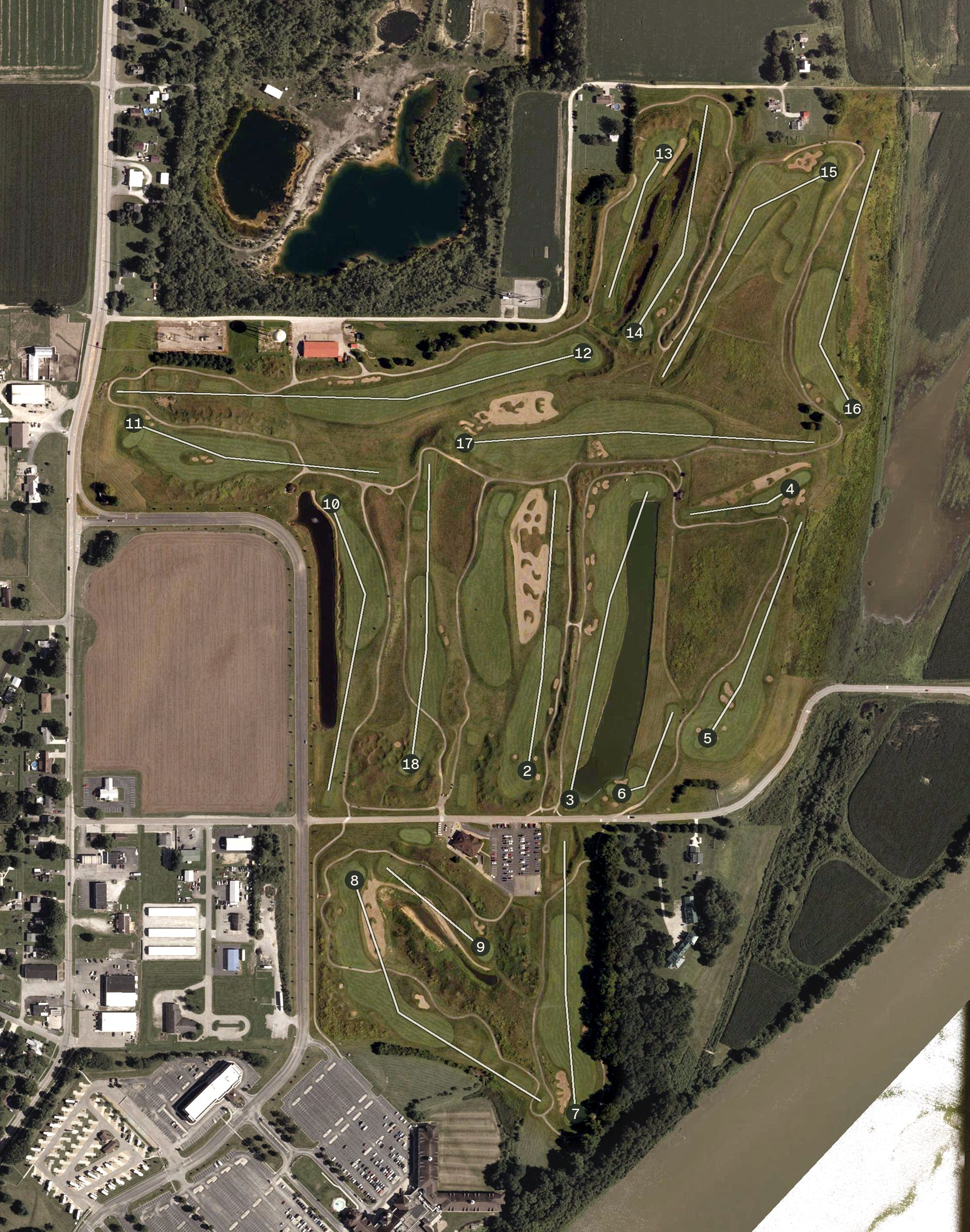 Aerial view of The Links at Rising Star Casino Resort, IN