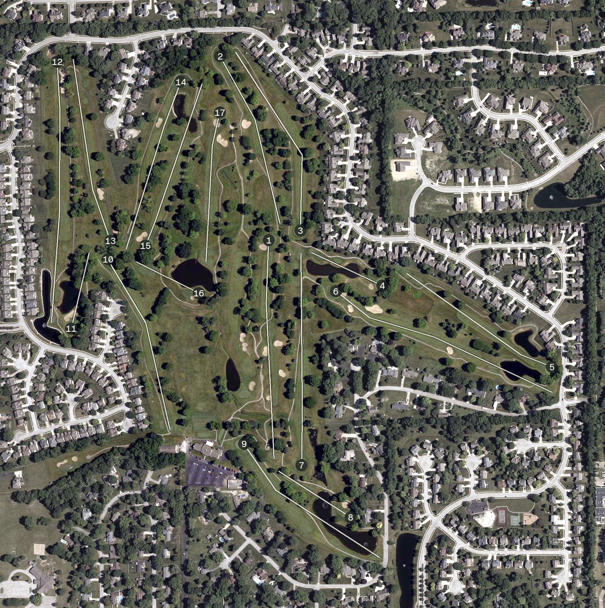 Aerial view of Twin Lakes Golf Club, IN