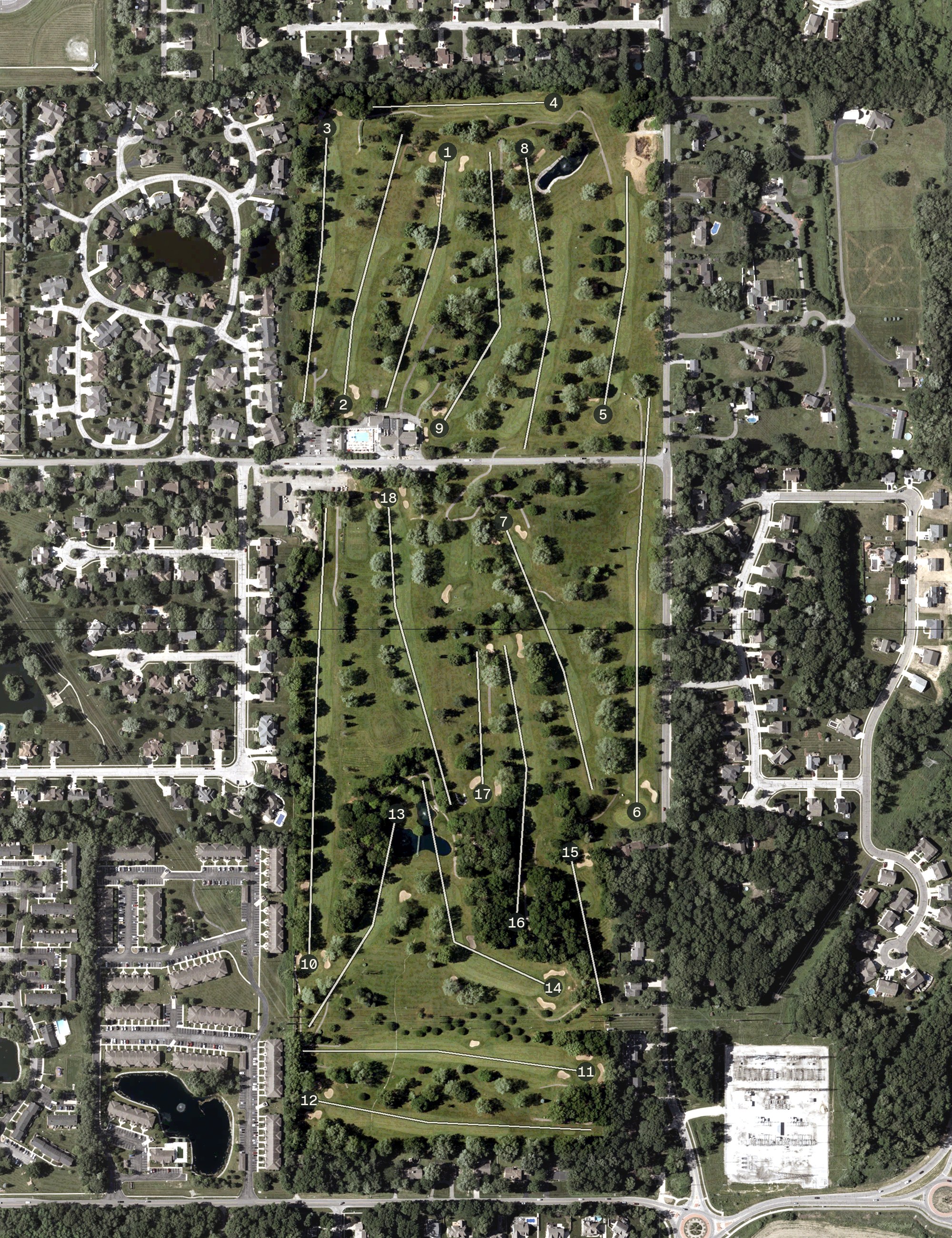Aerial view of Valparaiso Country Club, IN