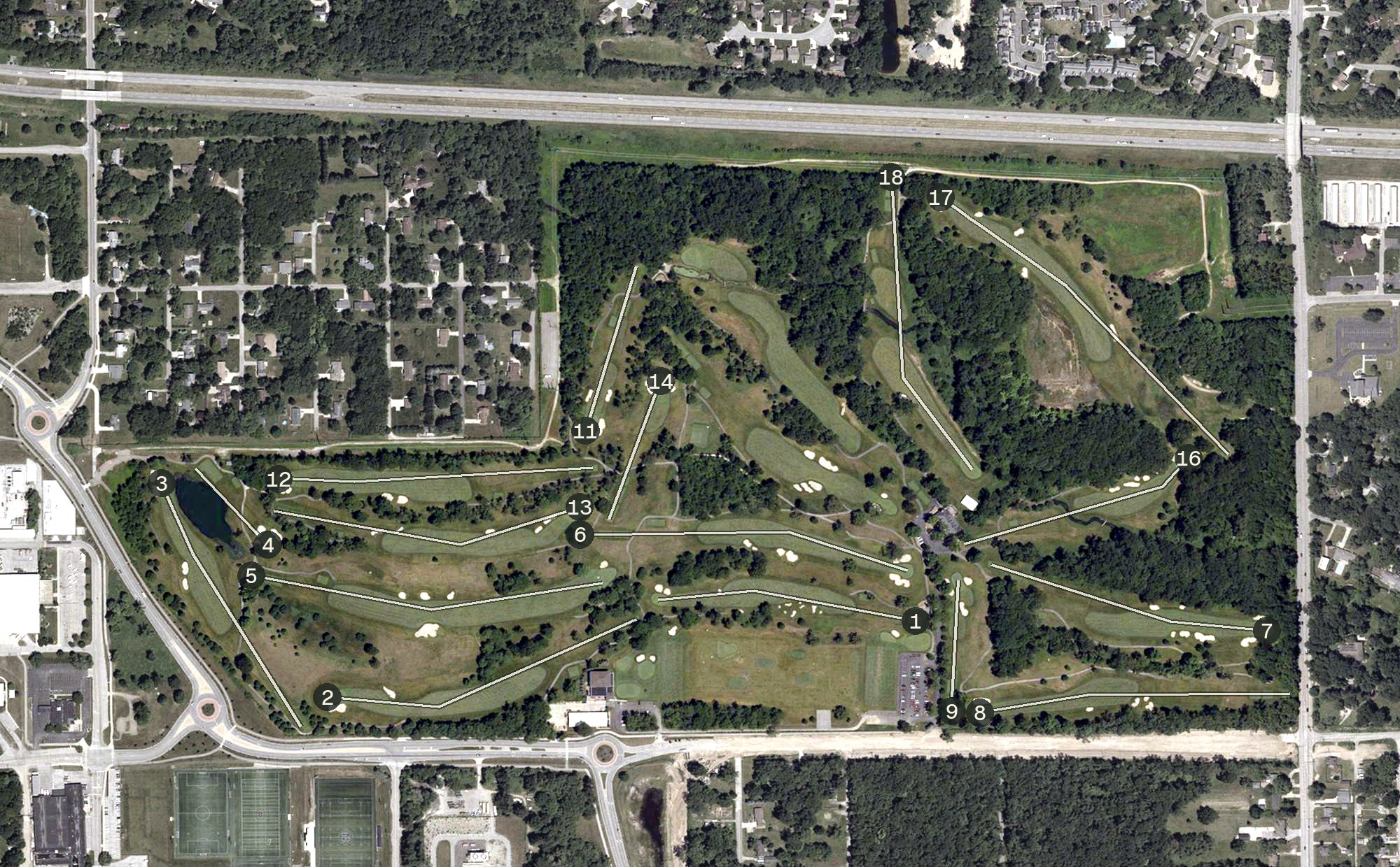 Aerial view of Warren Golf Course, IN
