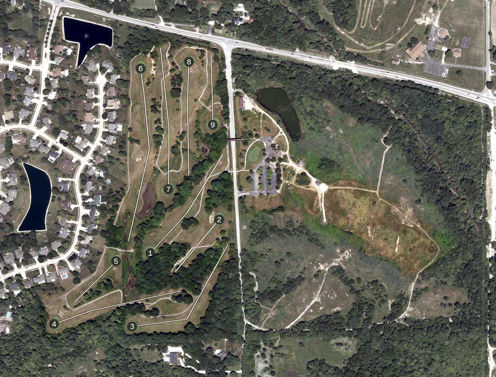 Aerial view of Whispering Hills Golf Course, IN