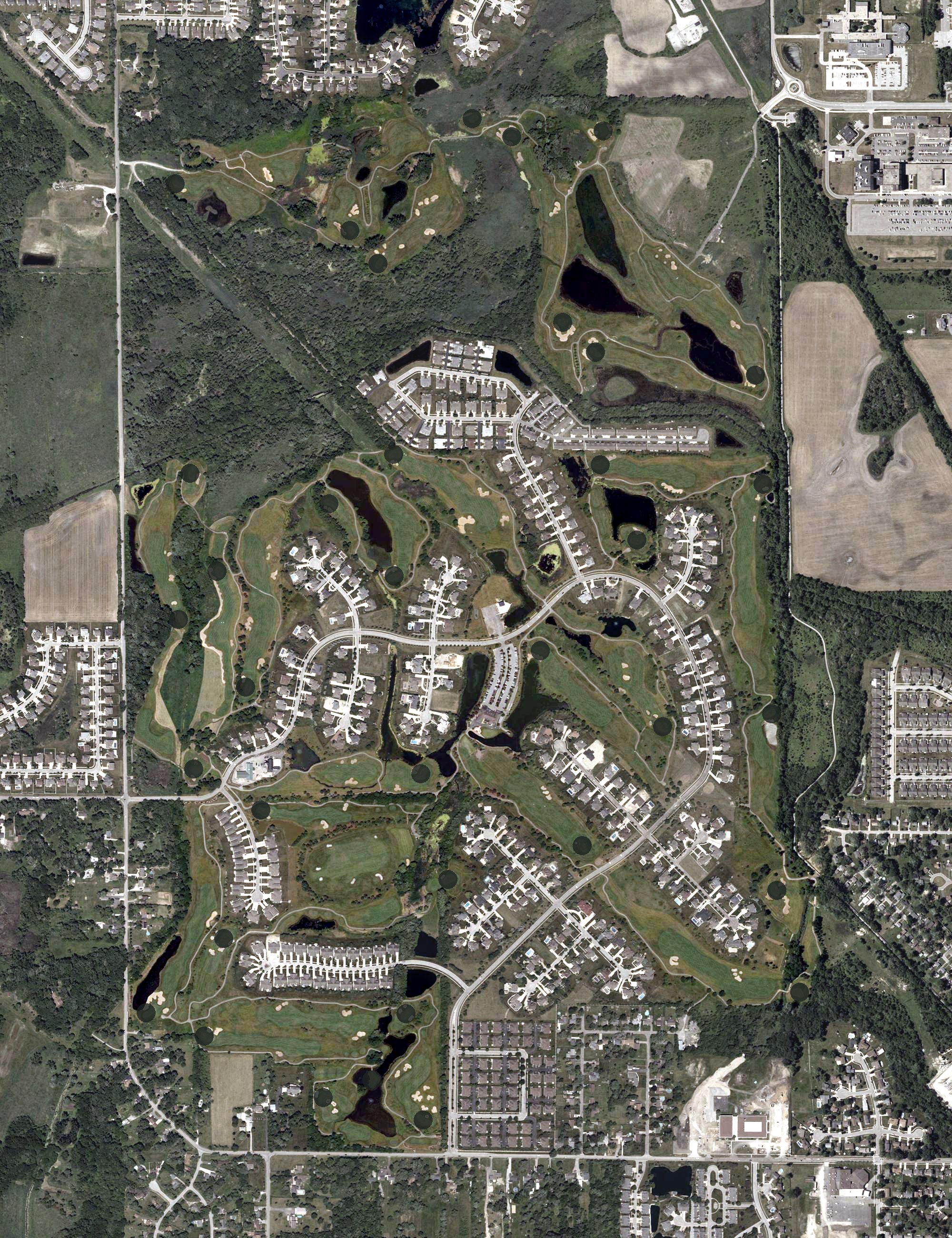 Aerial view of White Hawk Country Club, IN