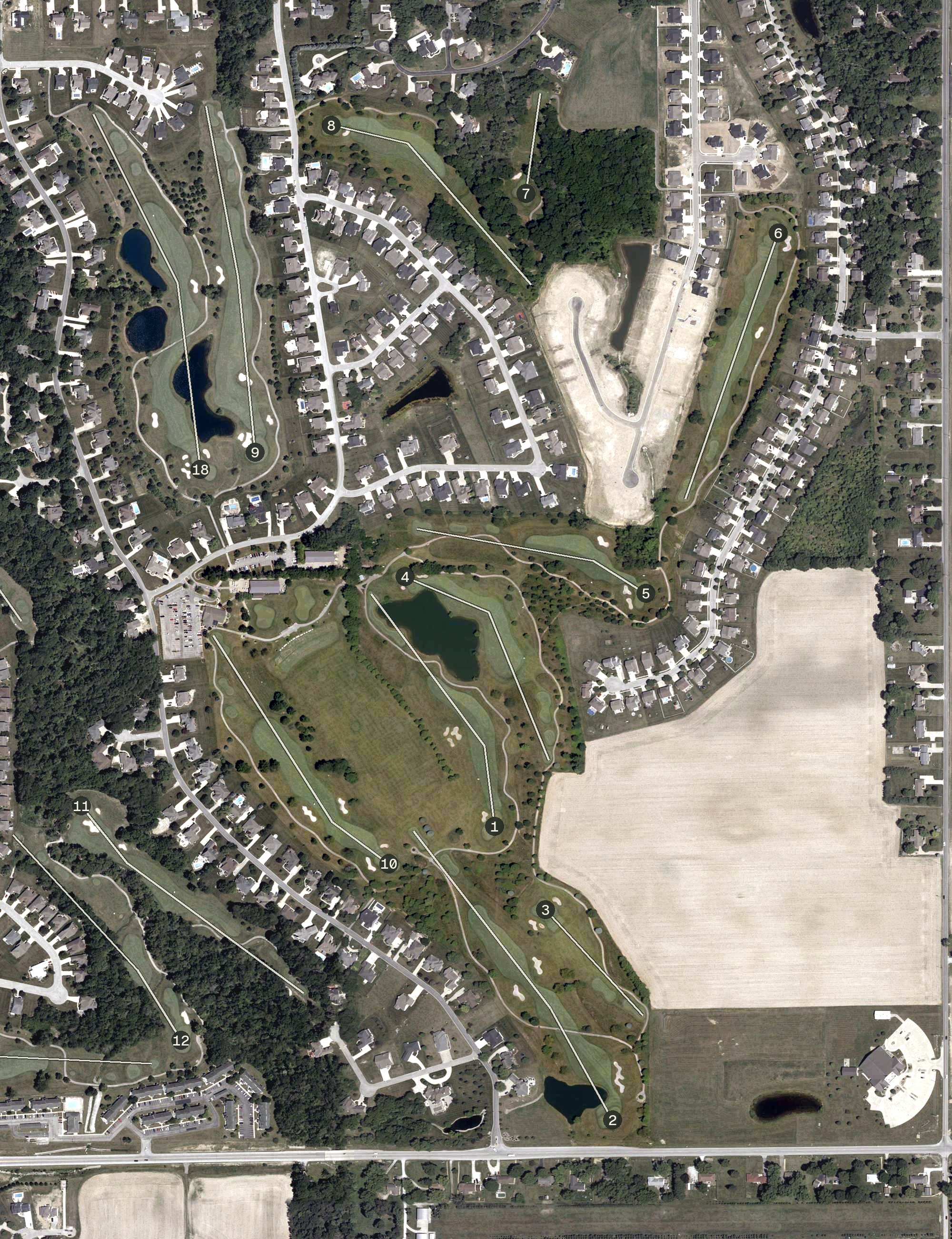 Aerial view of WIldcat Creek Golf Course, IN