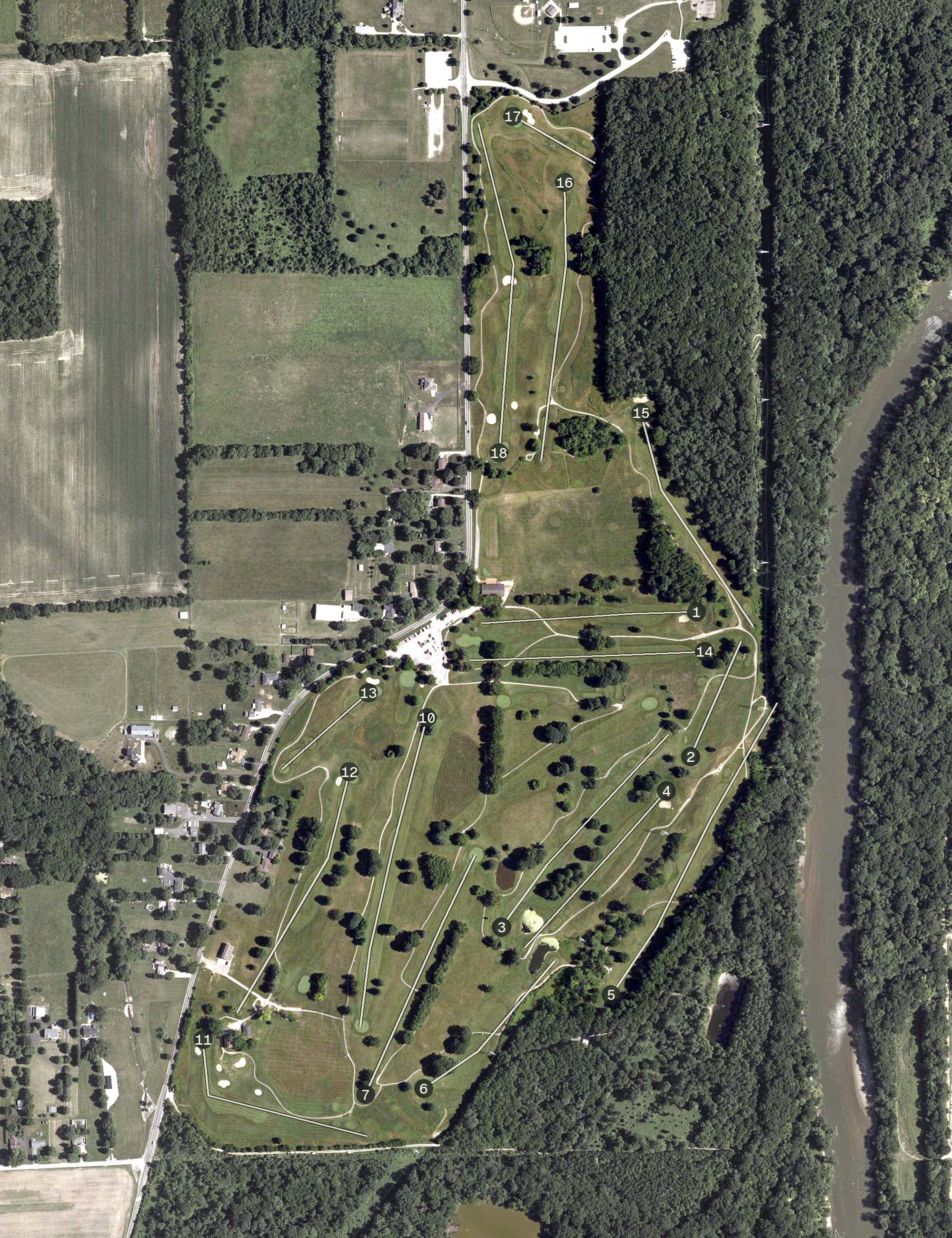Aerial view of Winding River Golf Course, IN