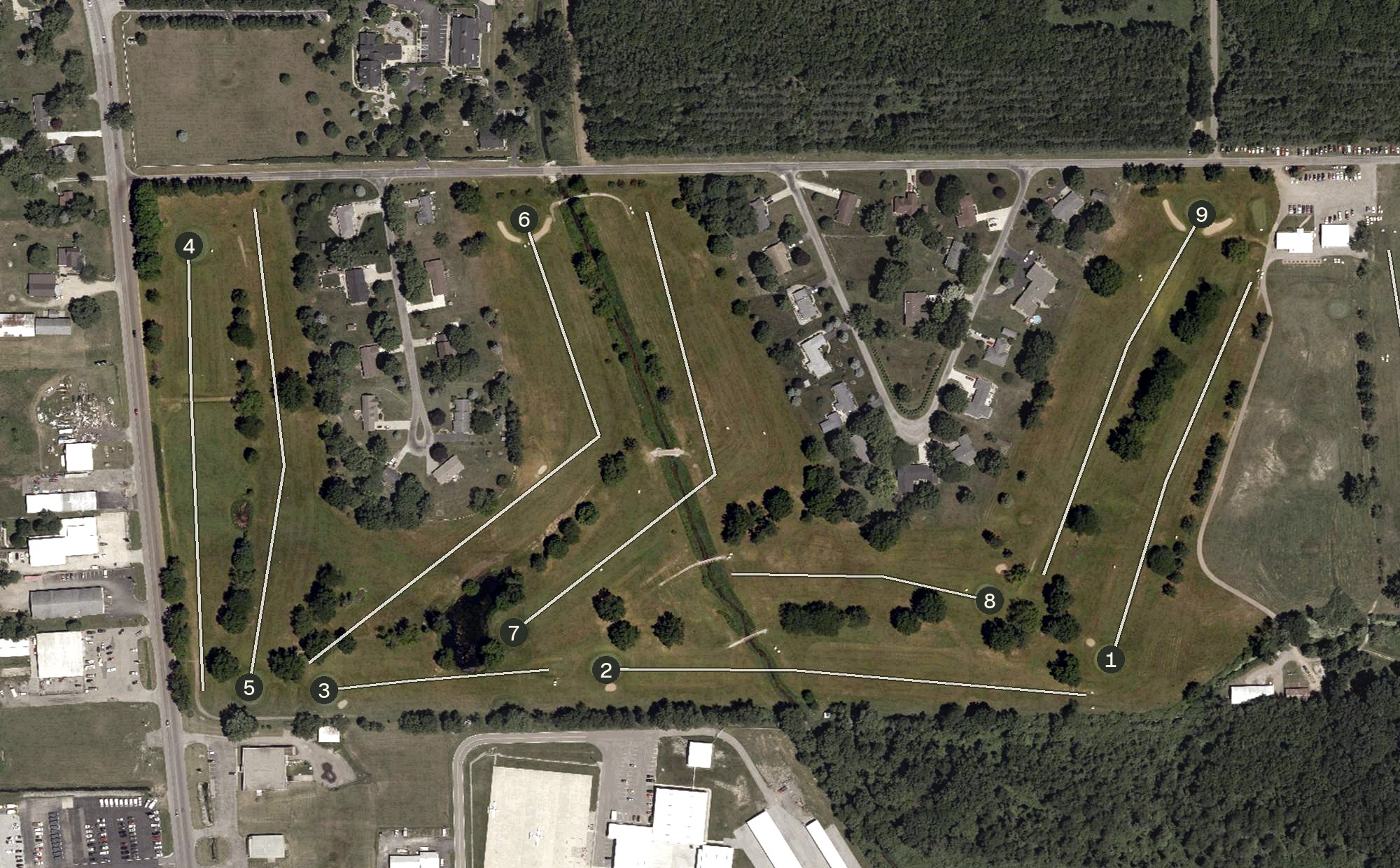 Aerial view of Woodbury Golf Course, IN