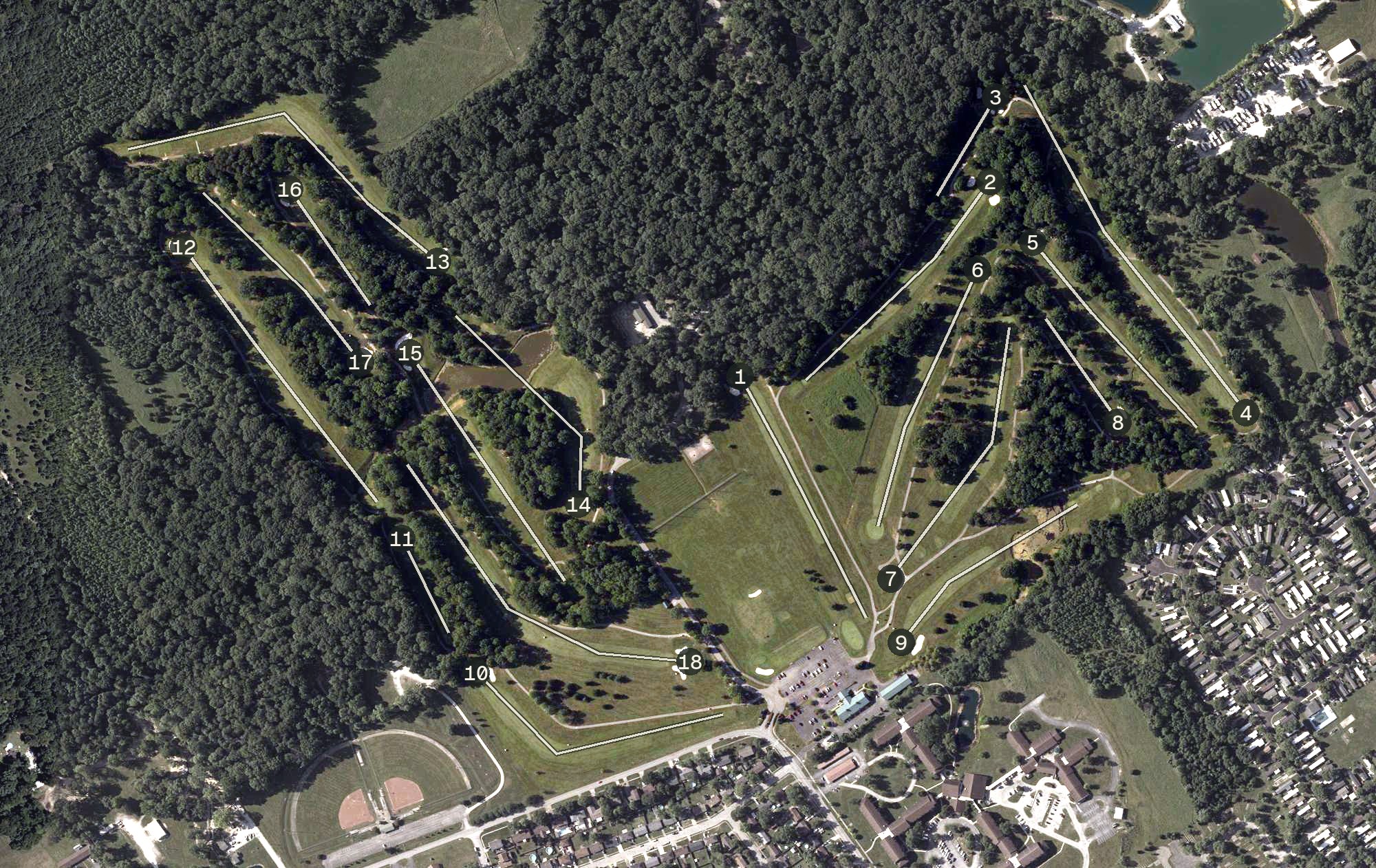 Aerial view of Wooded View Golf Course, IN