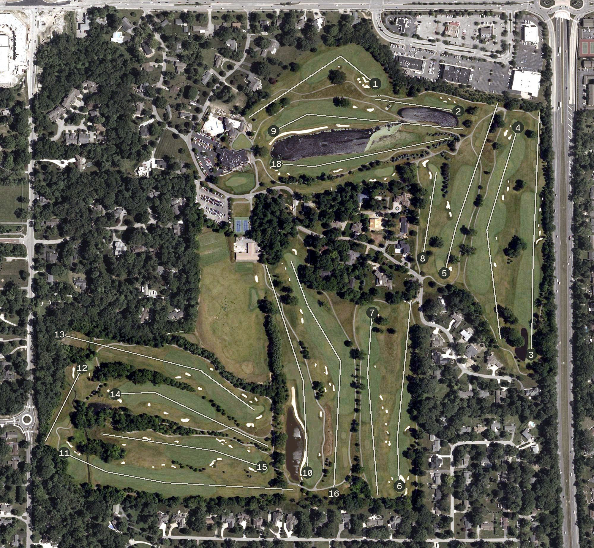 Aerial view of Woodland Country Club, IN