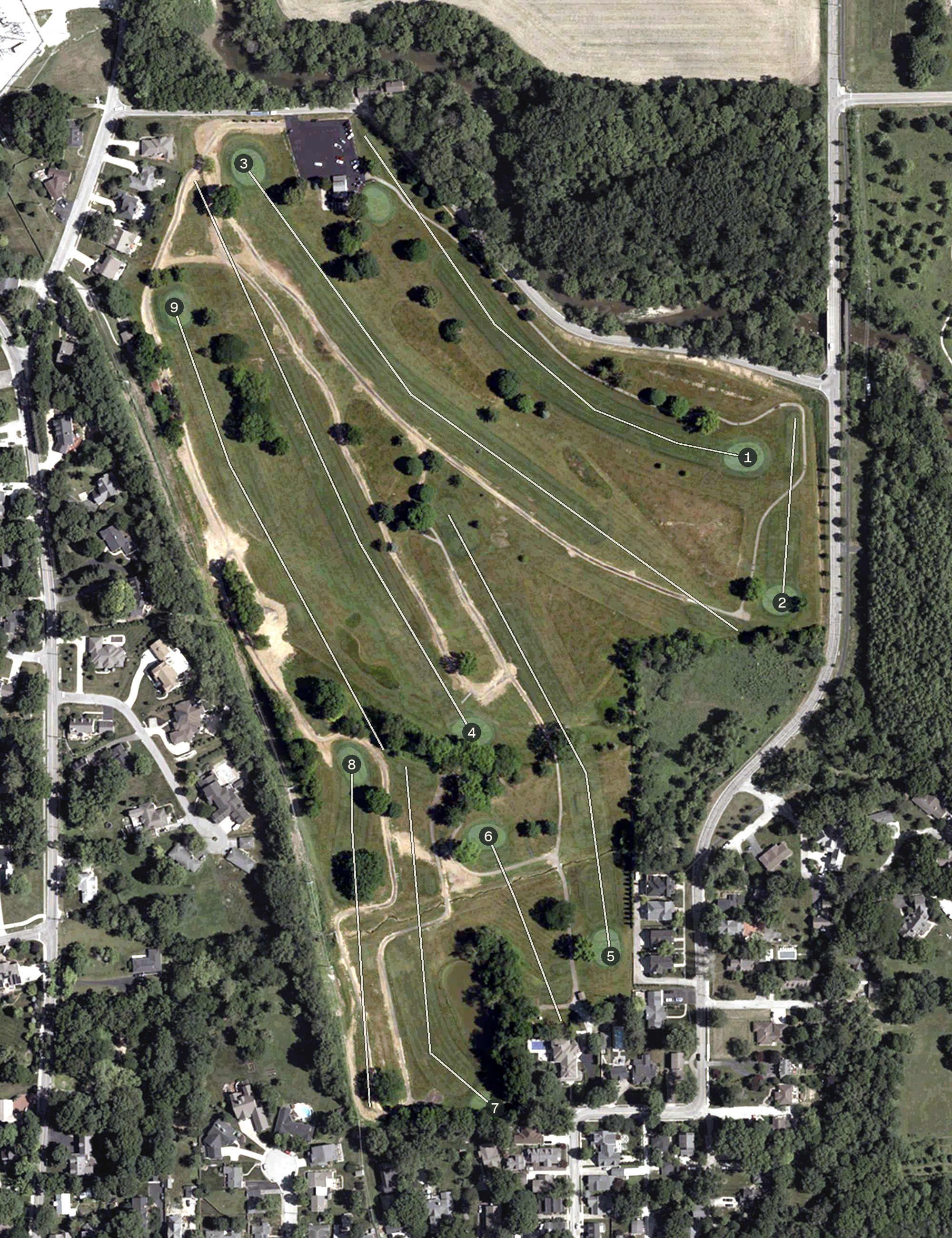 Aerial view of Zionsville Golf Course, IN