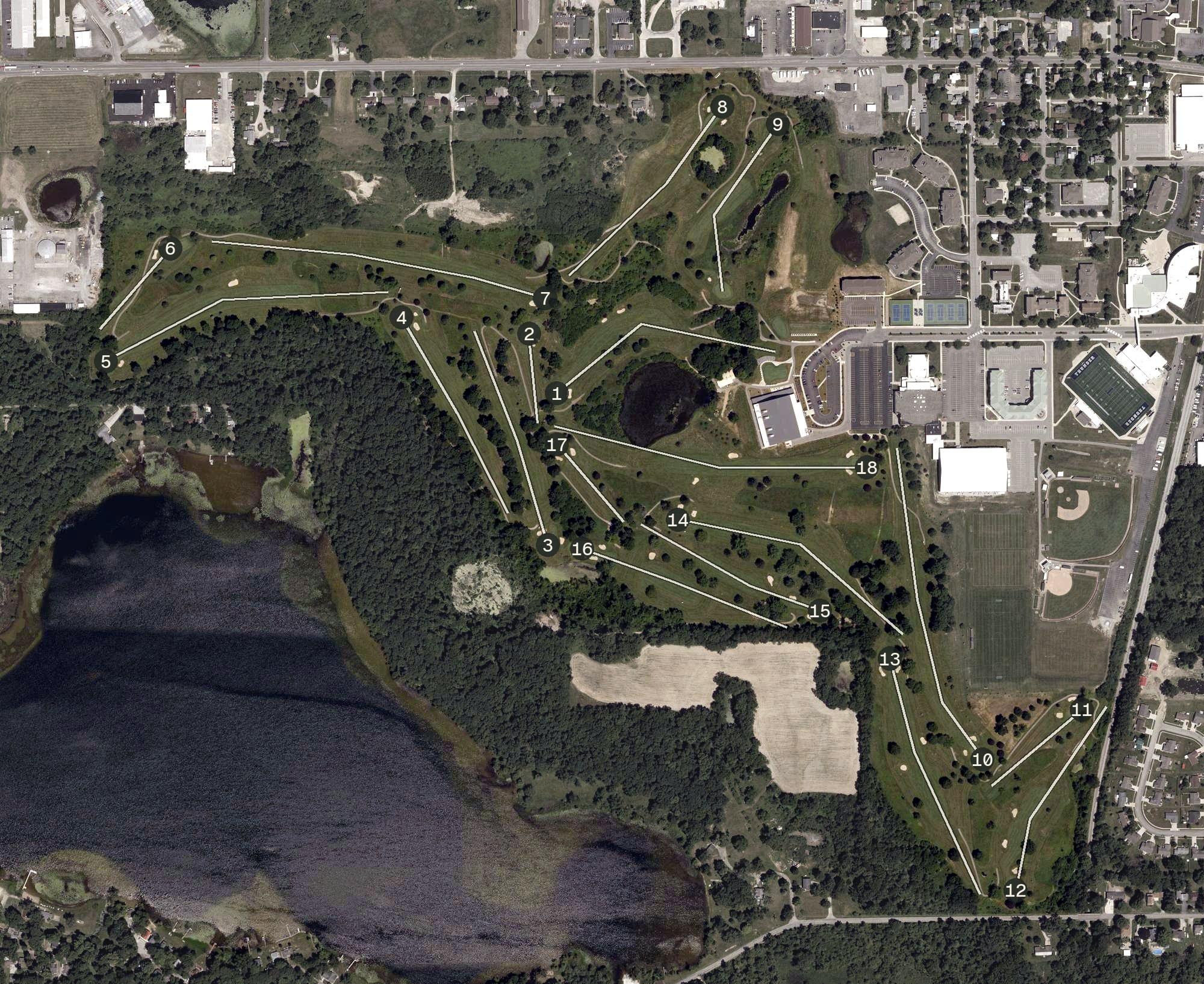 Aerial view of Zollner Golf Course, IN