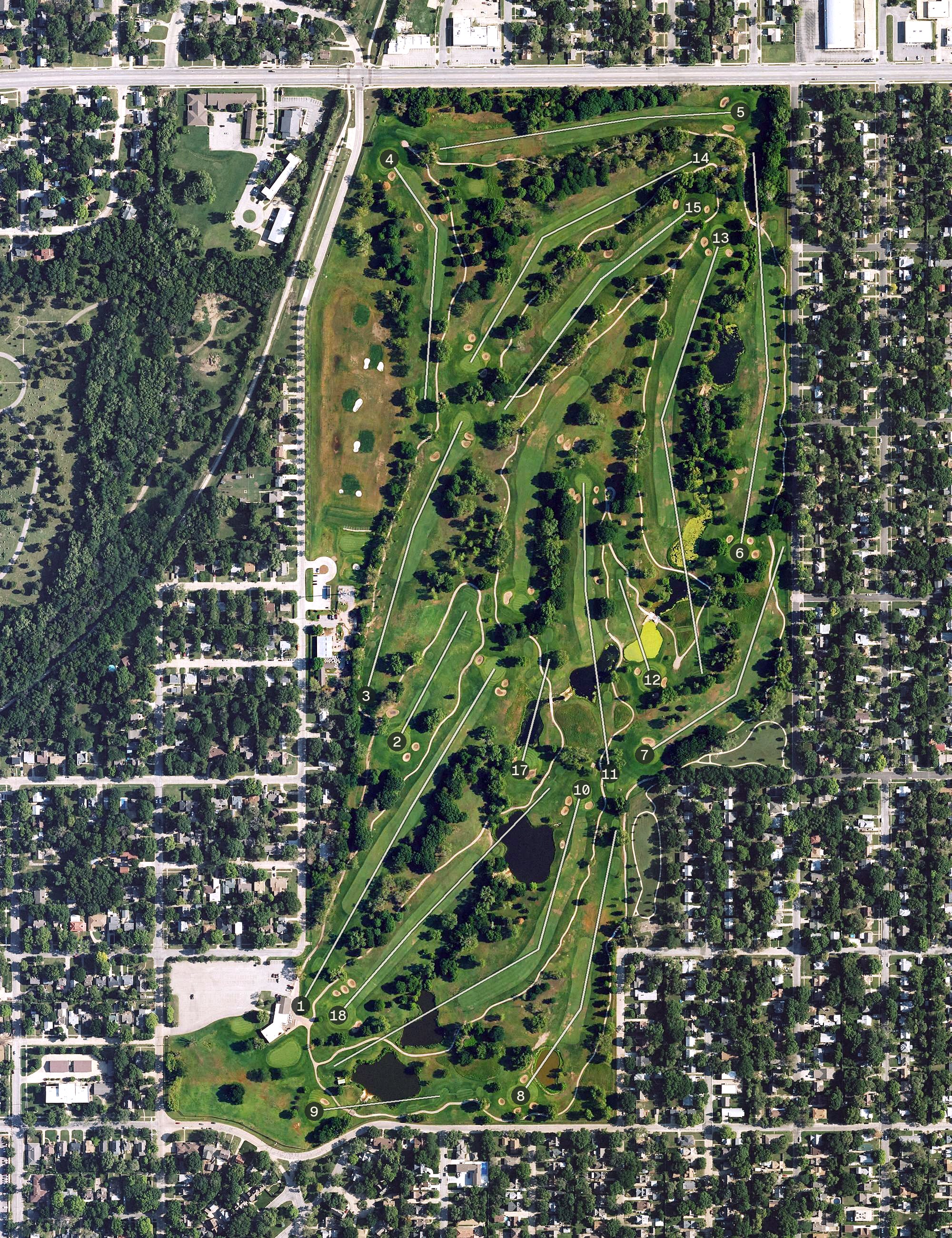 Aerial view of Alfred MacDonald Golf Course, KS