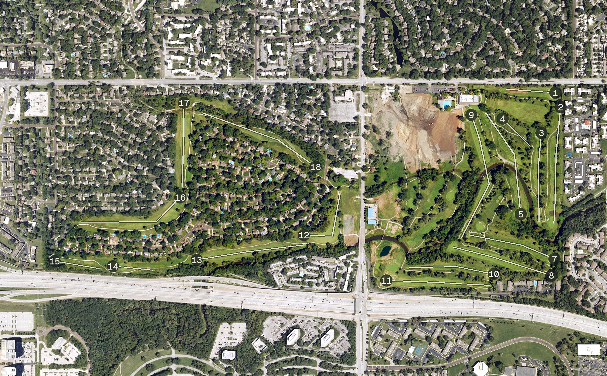 Aerial view of Brookridge Golf Club, KS