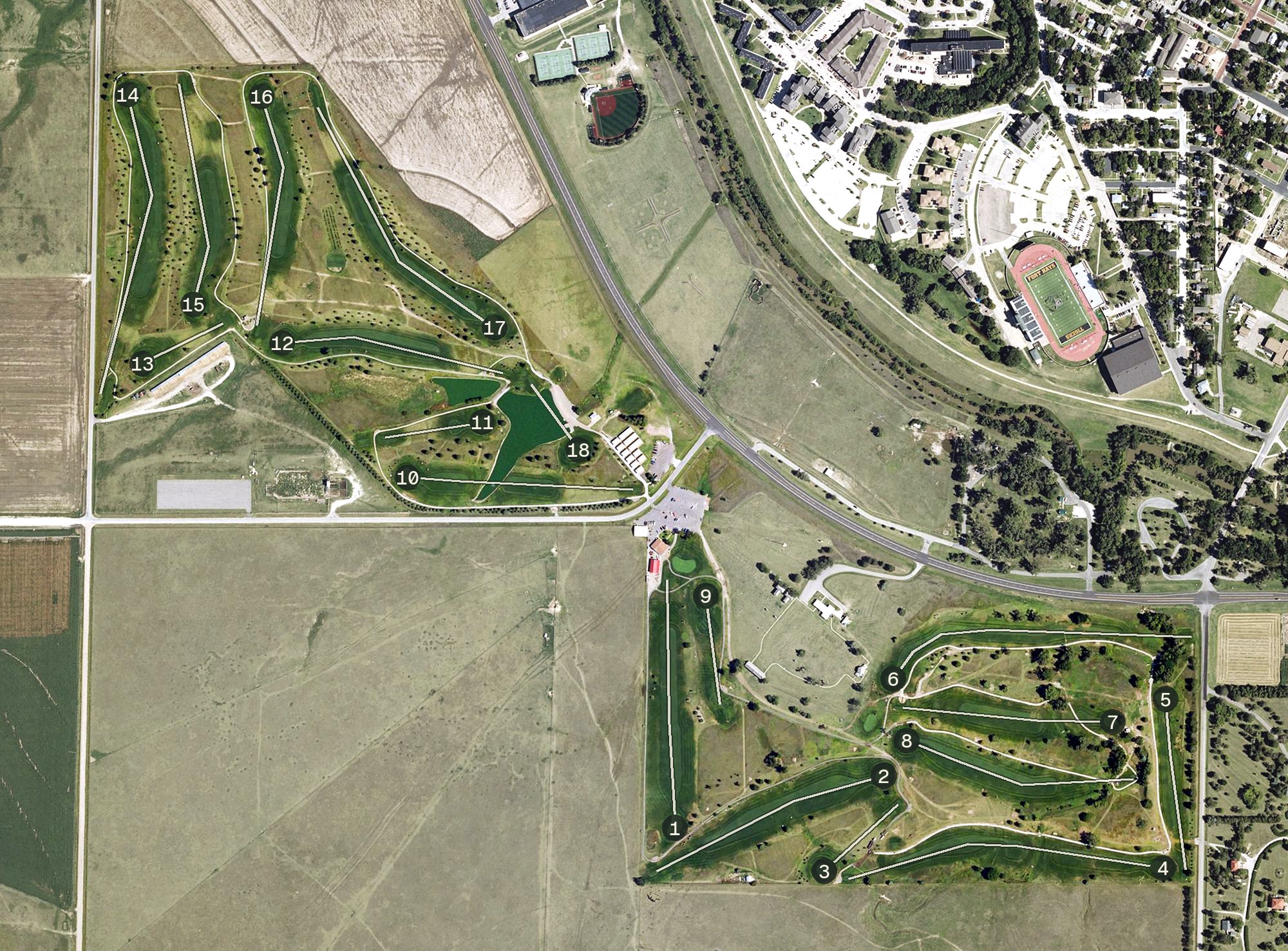 Aerial view of Hays Municipal Golf Course, KS
