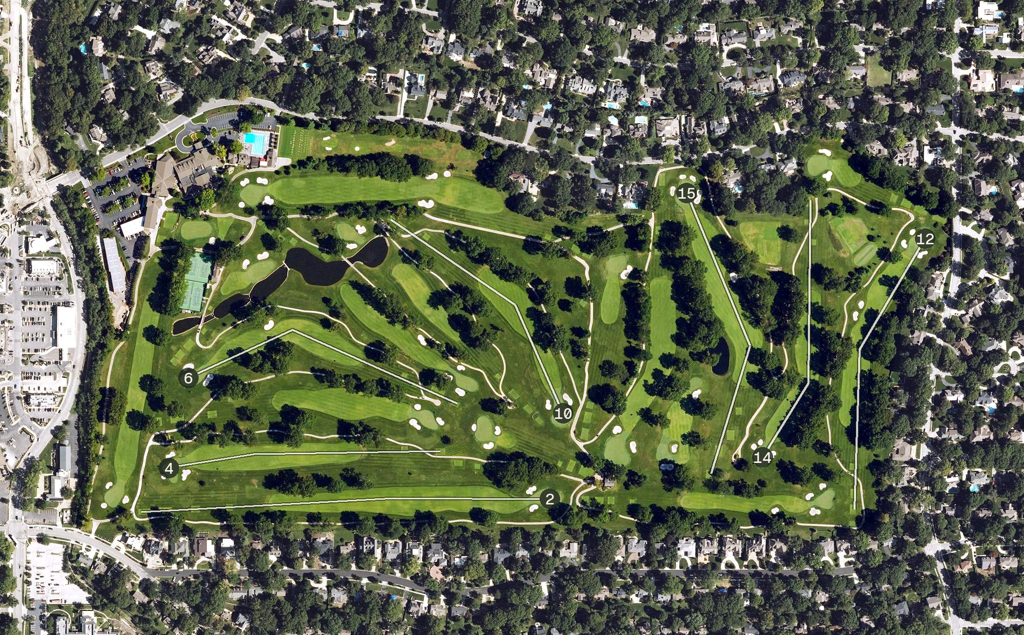 Aerial view of Indian Hills Country Club, KS