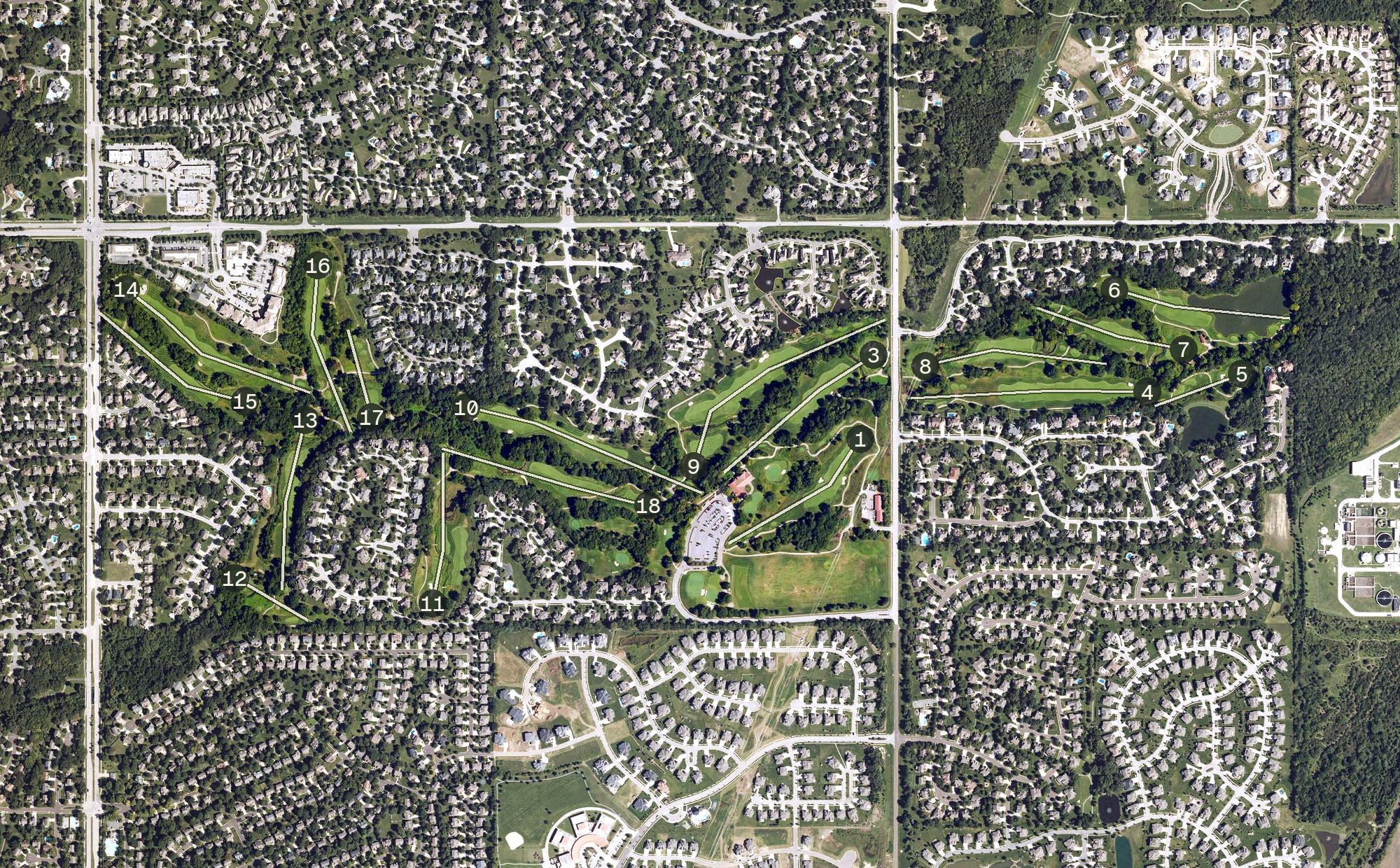 Aerial view of Ironhorse Golf Club, KS