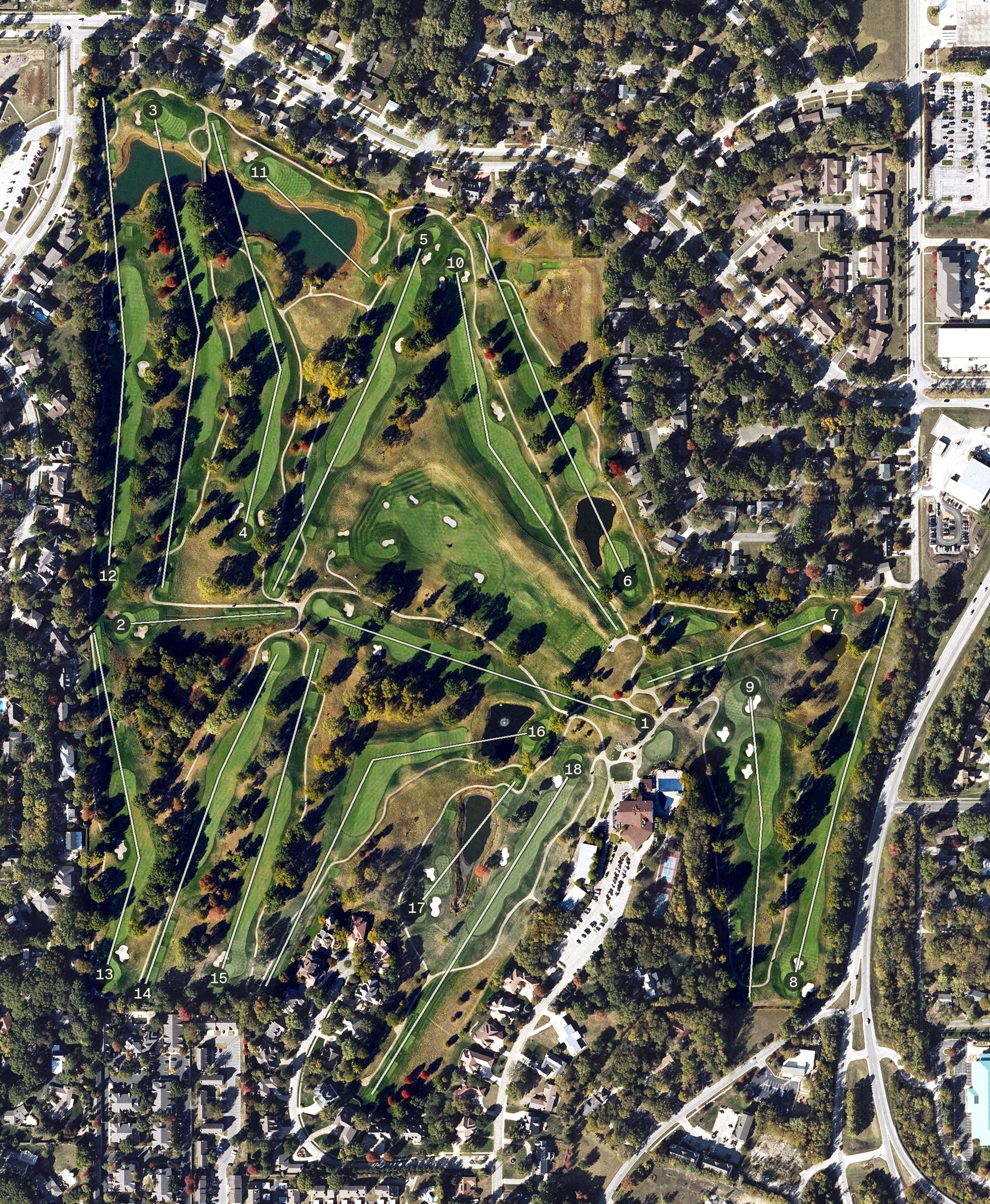 Aerial view of Lawrence Country Club, KS