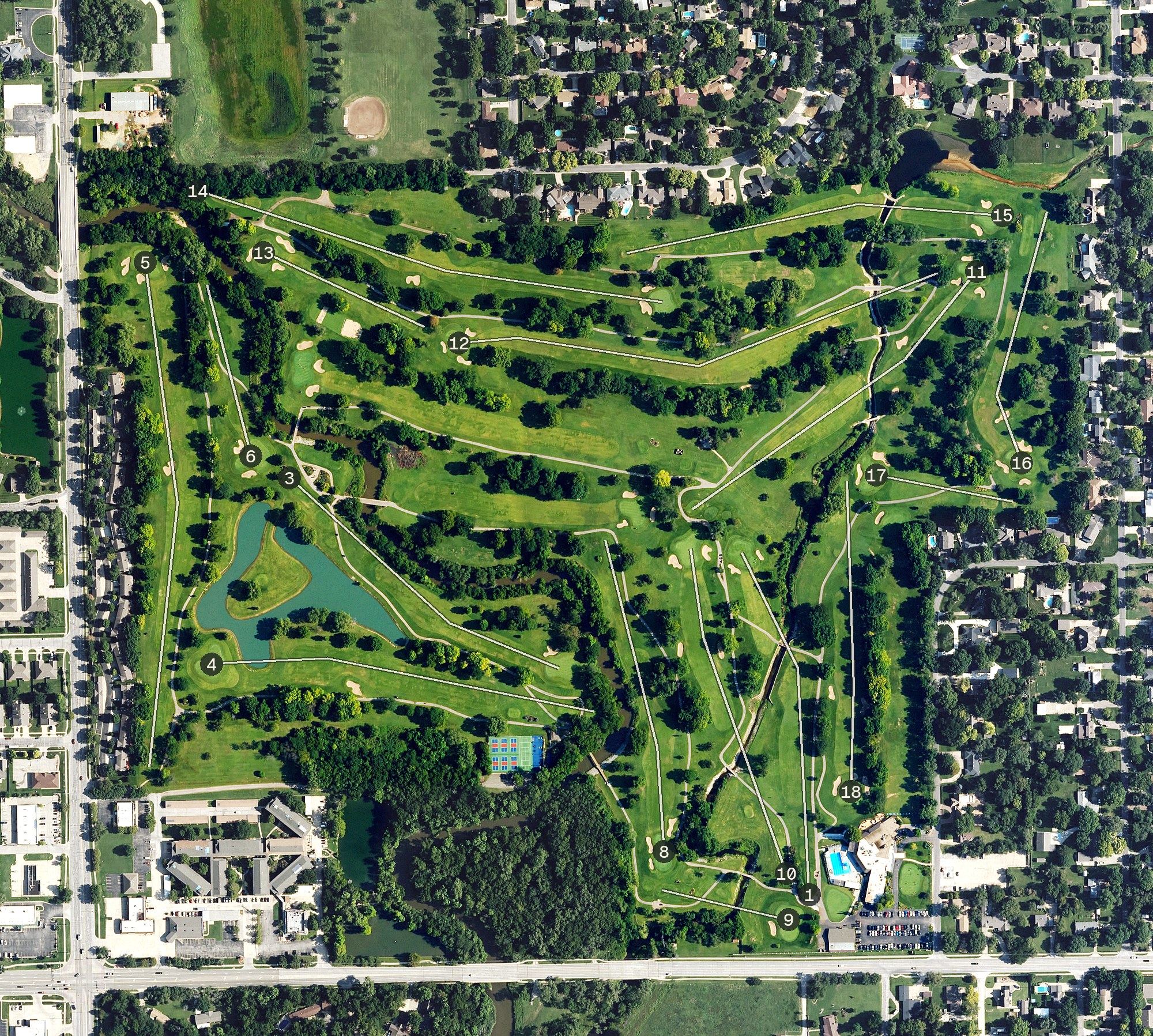 Aerial view of Rolling Hills Country Club, KS