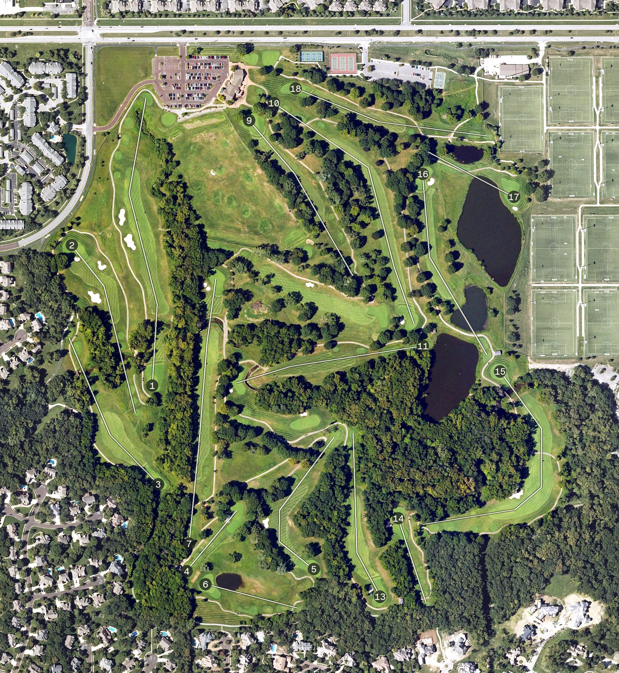 Aerial view of St Andrews Golf Club, KS