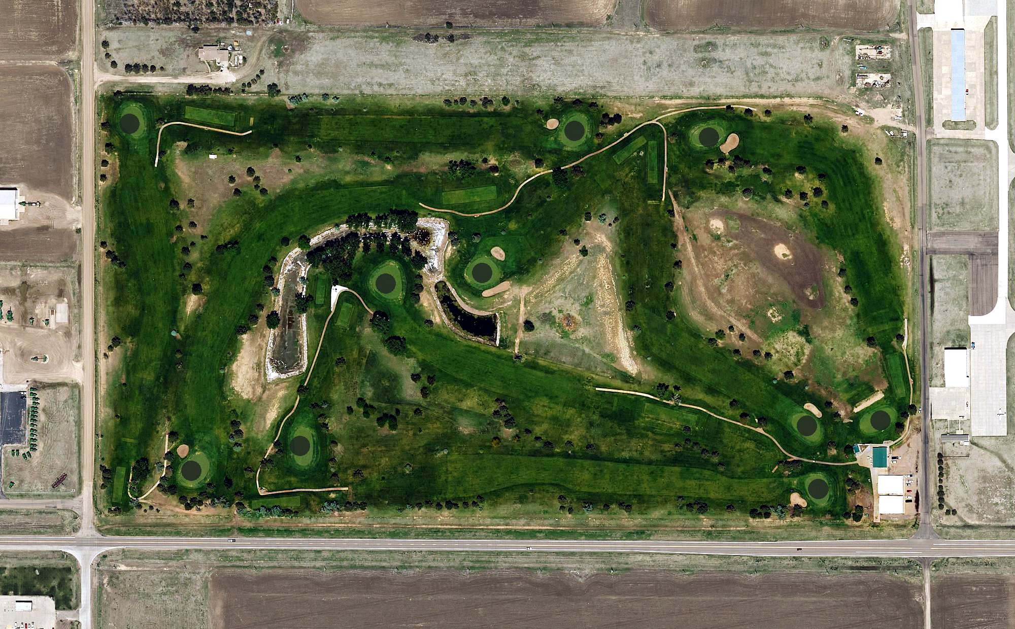 Aerial view of Stanton County Prairie Pines Golf Course, KS