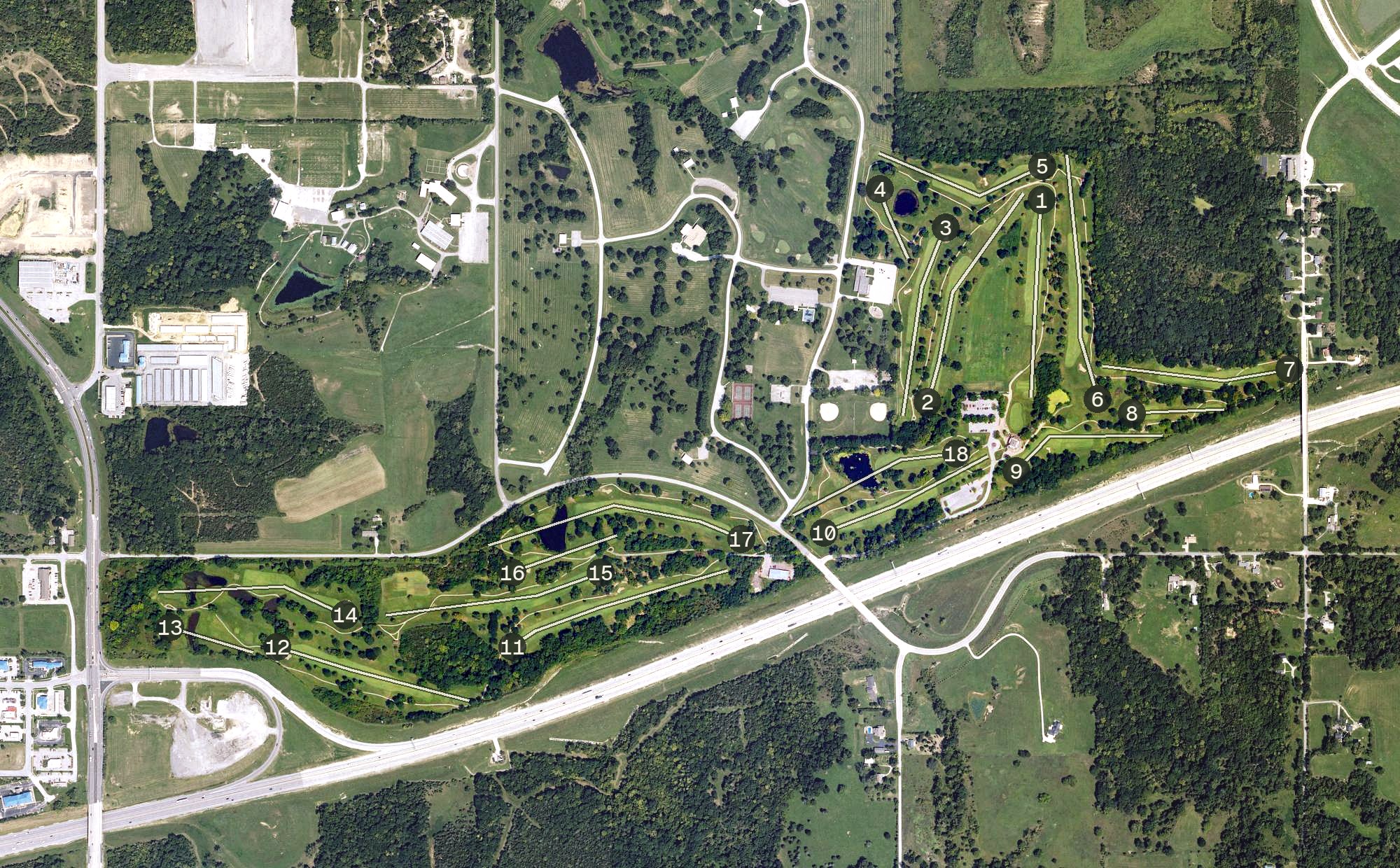 Aerial view of Sunflower Hills Golf Course, KS