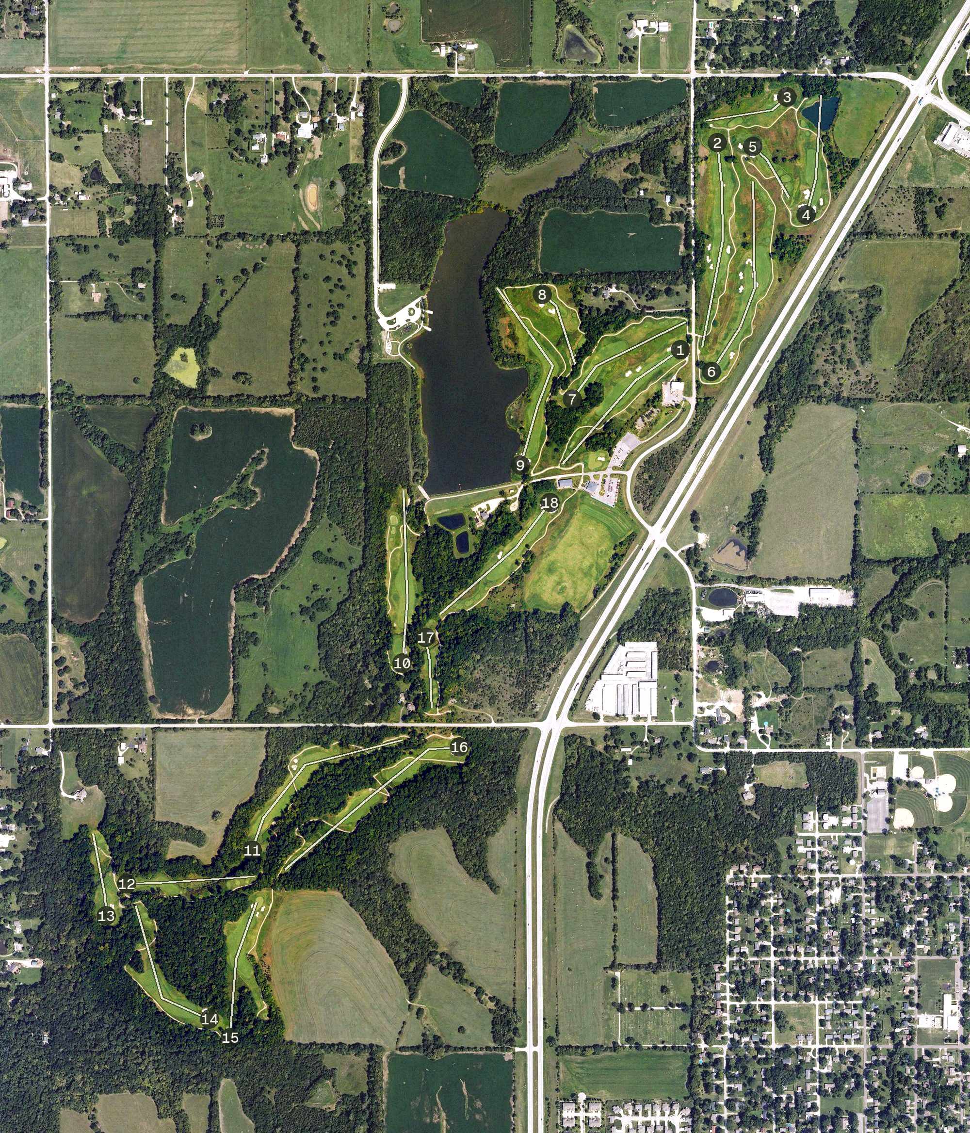 Aerial view of Sycamore Ridge Golf Club, KS