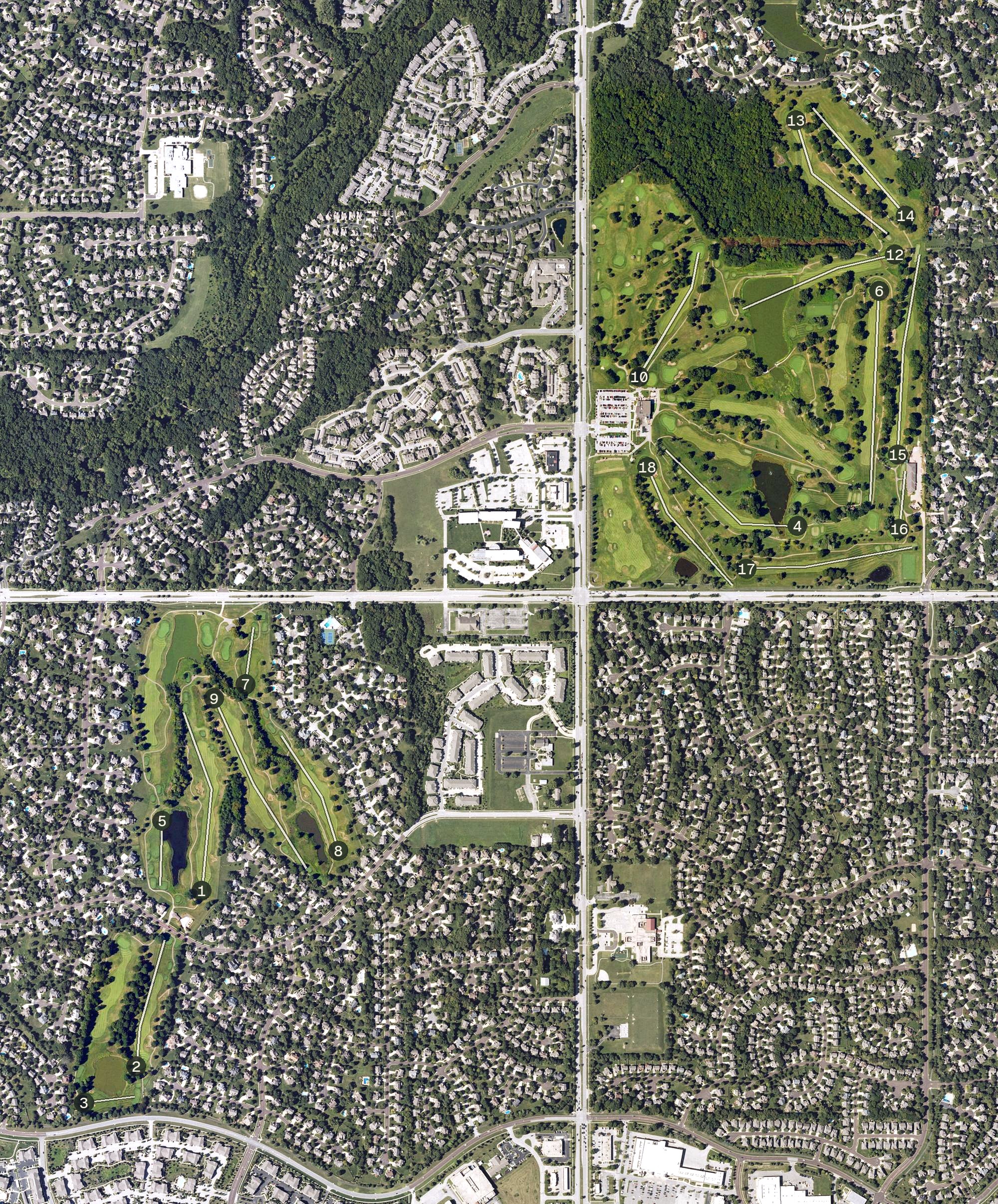 Aerial view of Sykes/Lady Overland Park Golf Complex, KS