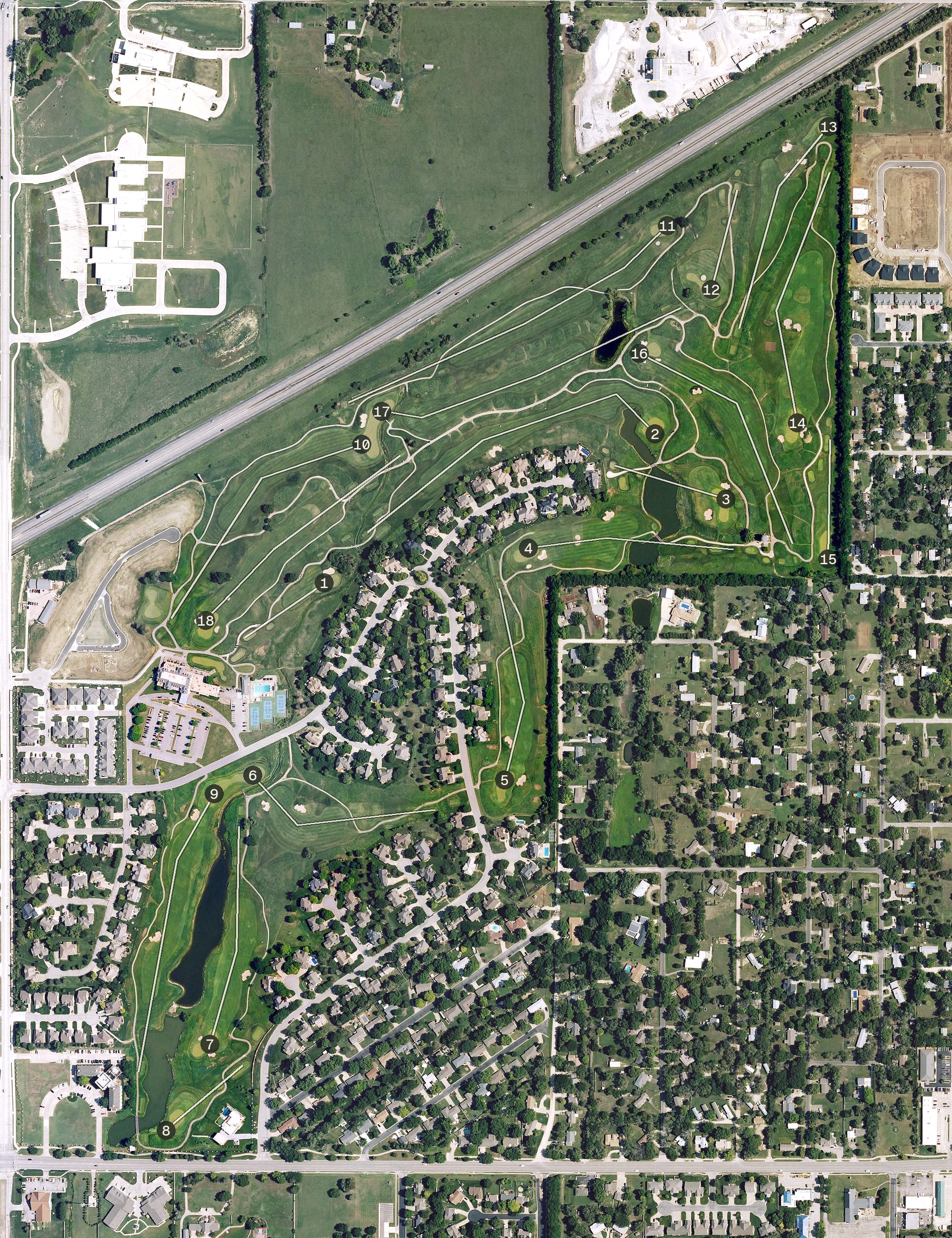 Aerial view of Terradyne Country Club, KS
