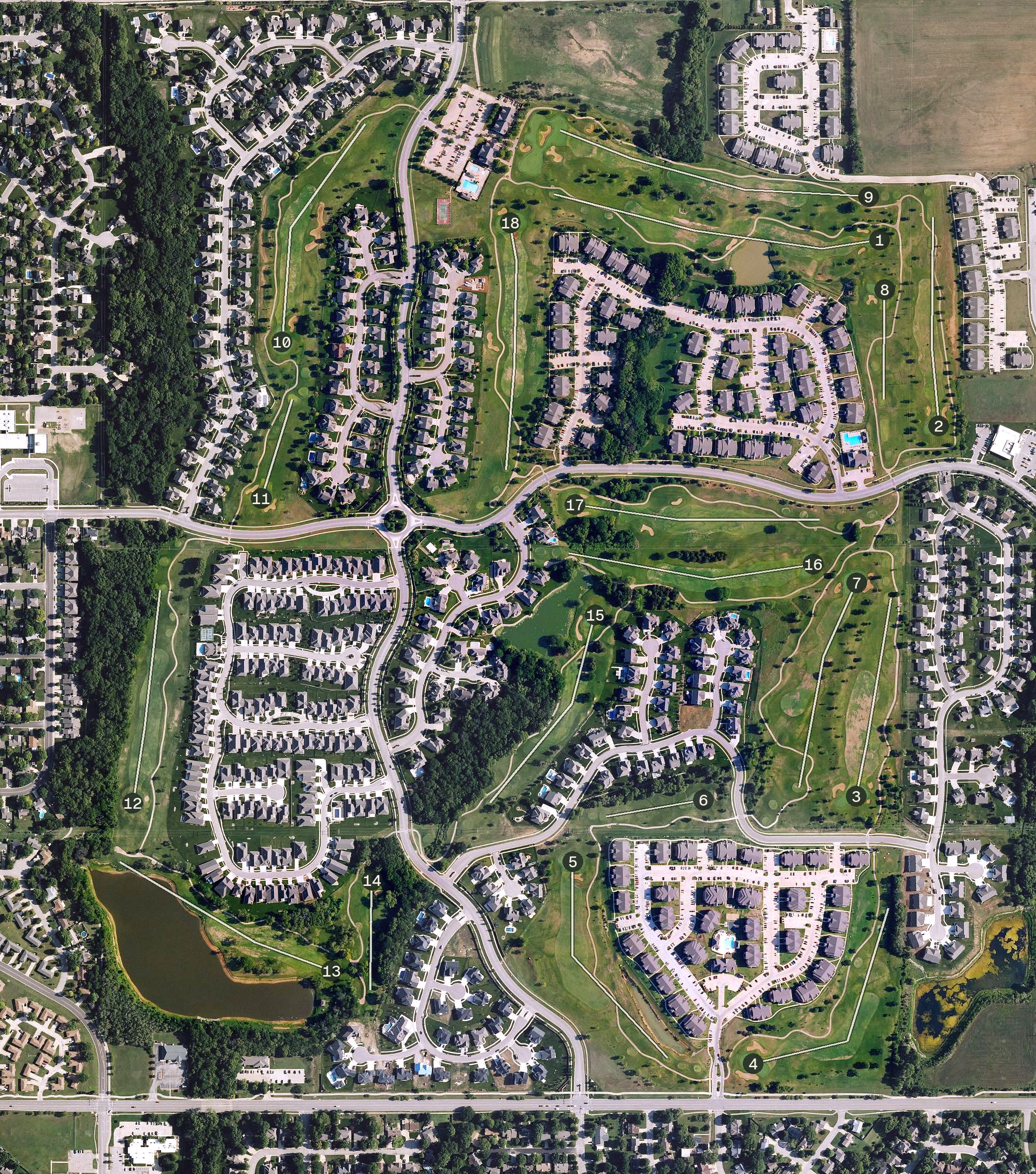 Aerial view of The Derby Golf and Country Club, KS