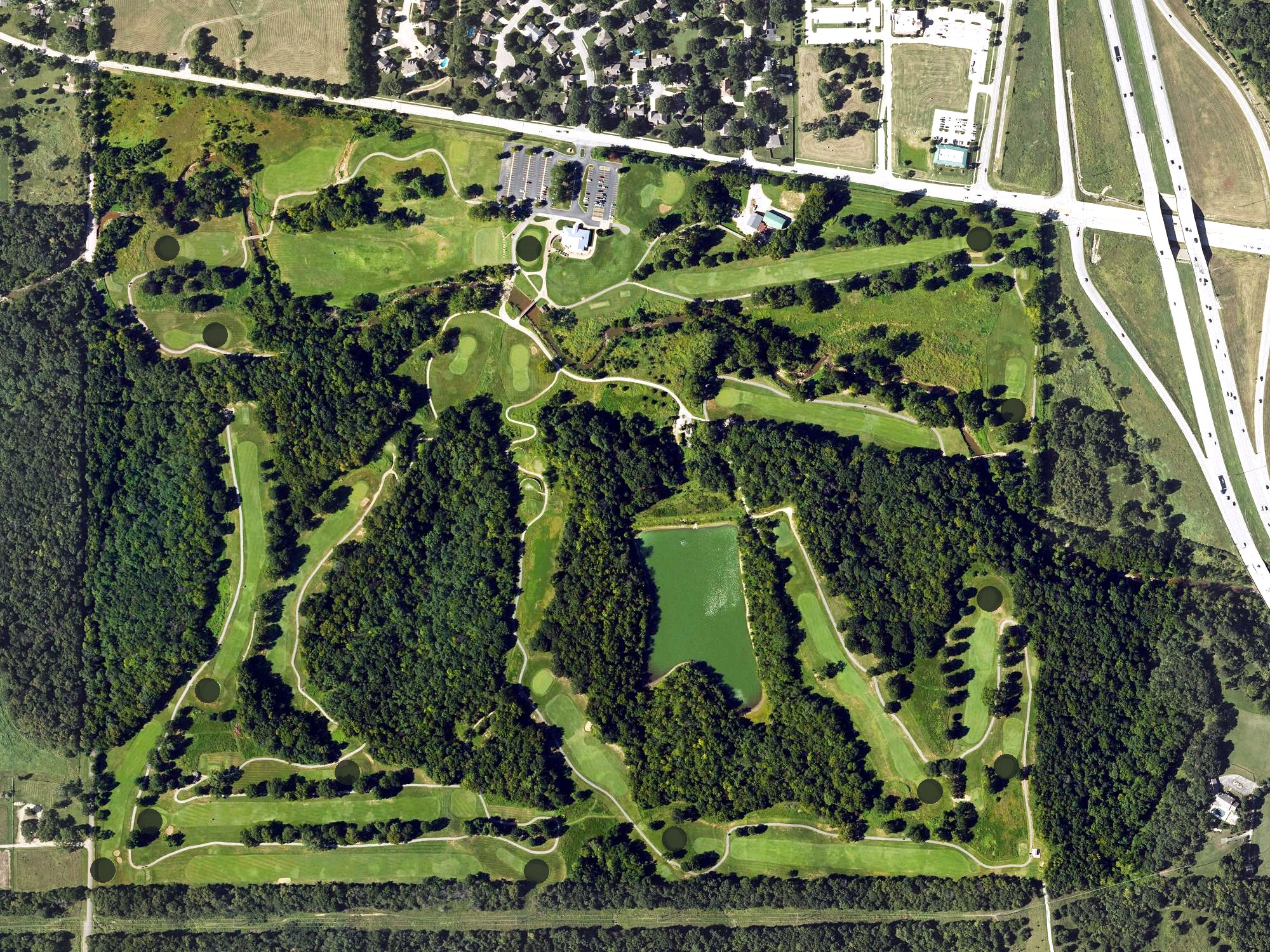 Aerial view of Tomahawk Hills Golf Course, KS