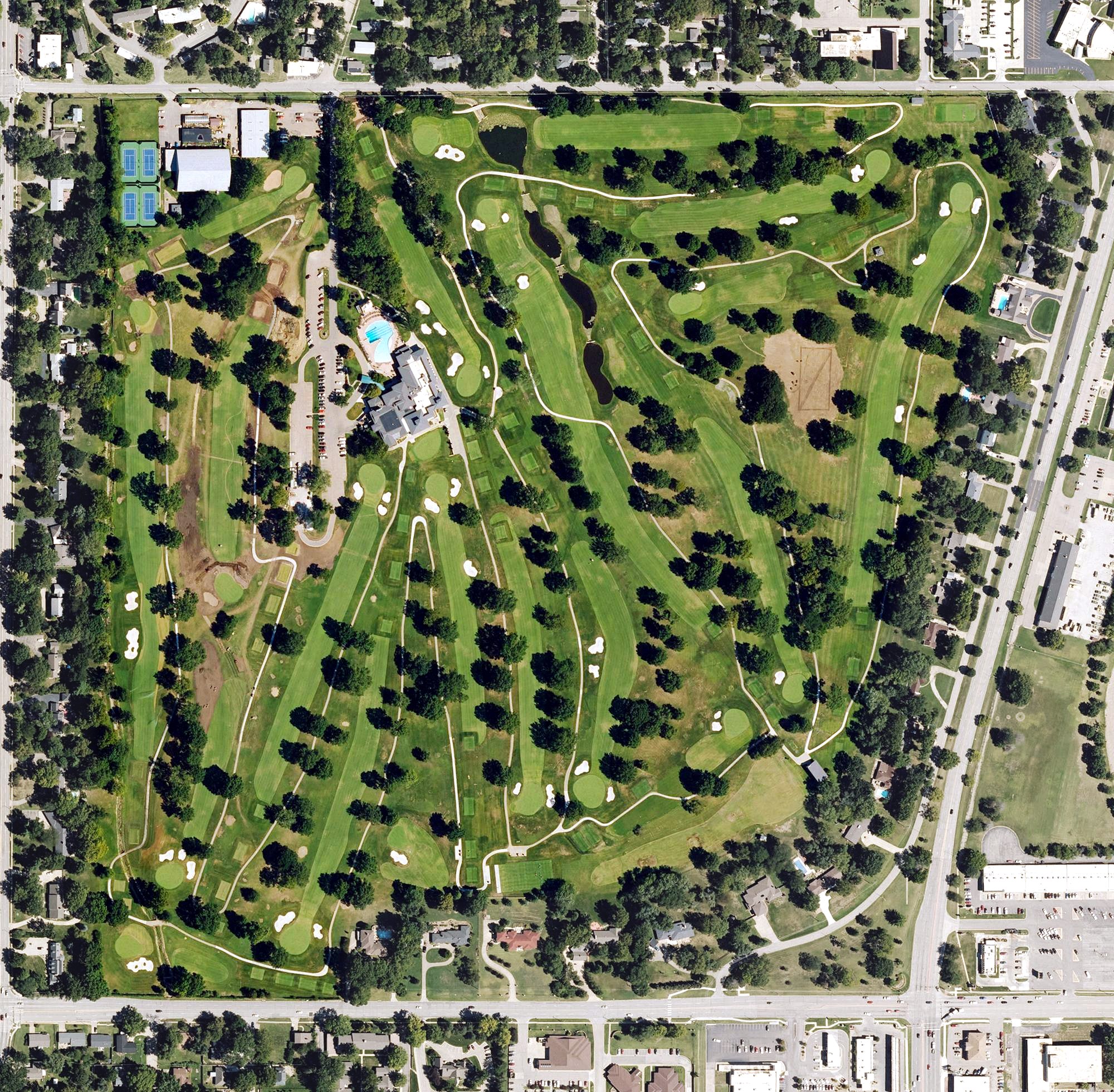 Aerial view of Topeka Country Club, KS