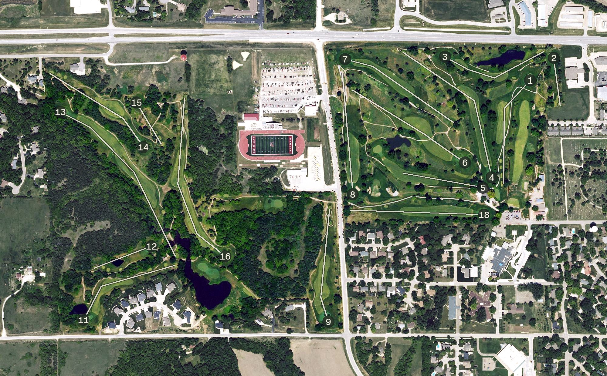 Aerial view of Wamego Country Club, KS