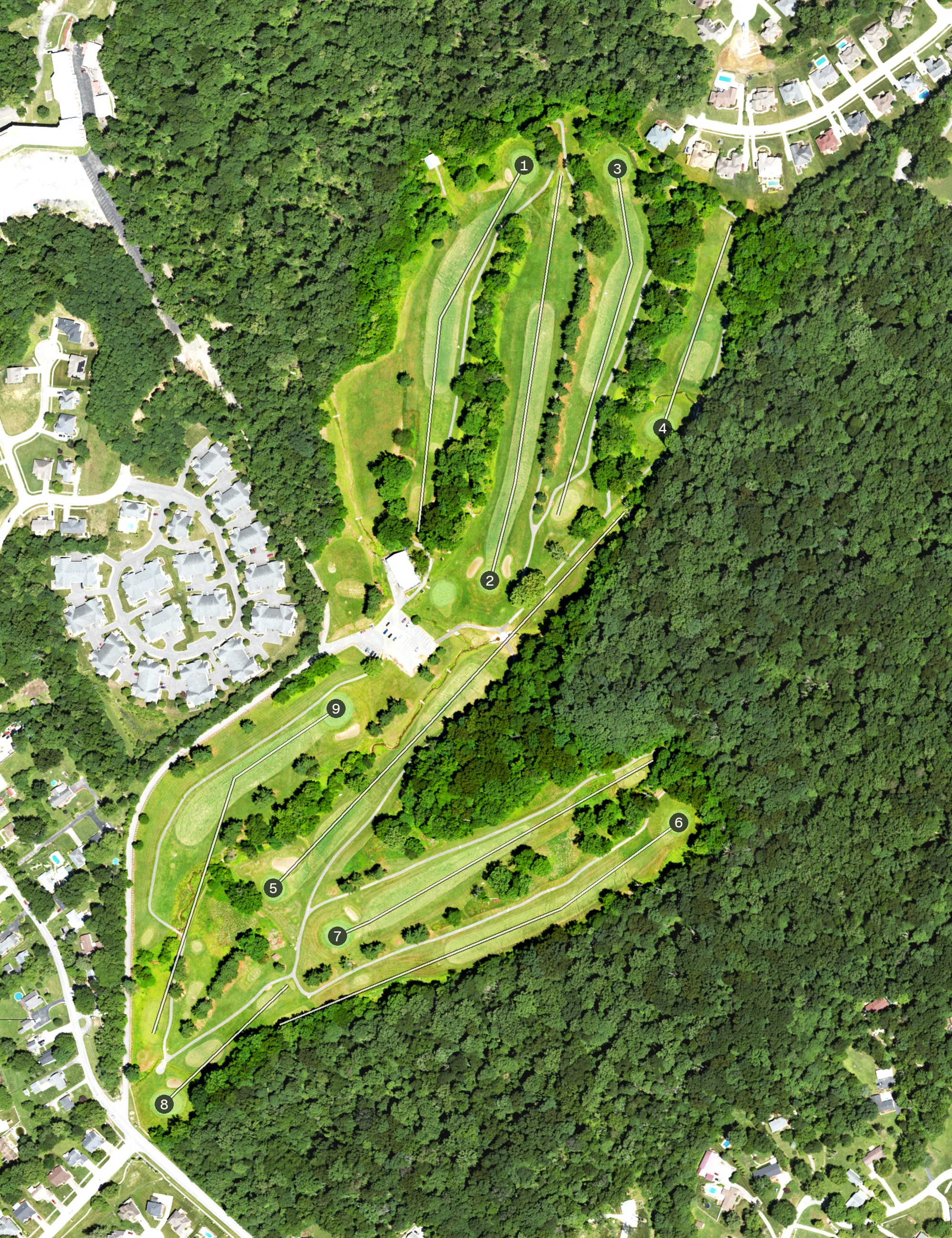 Aerial view of Bobby Nichols Golf Course, KY