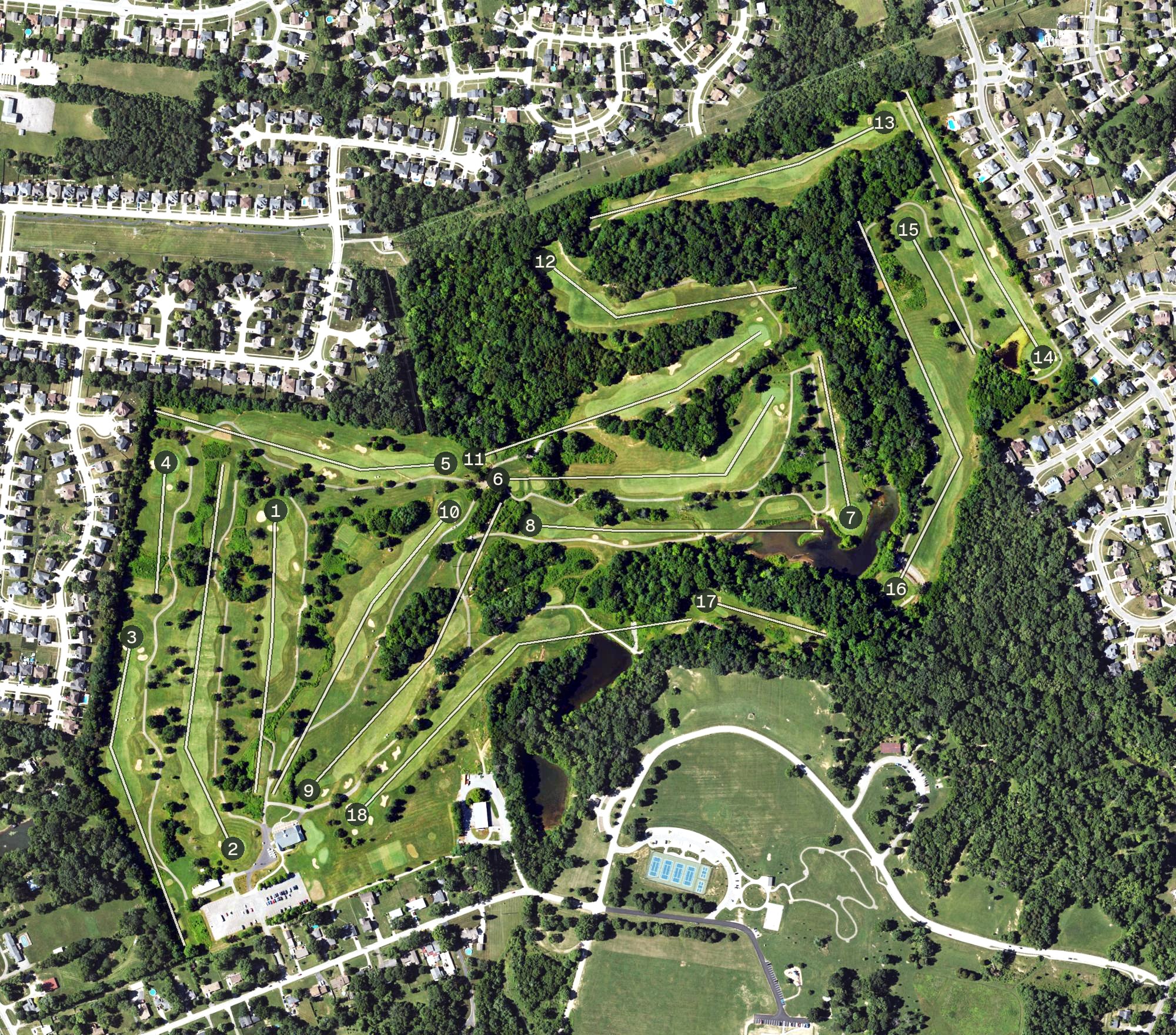 Aerial view of Charlie Vettner Golf Course, KY