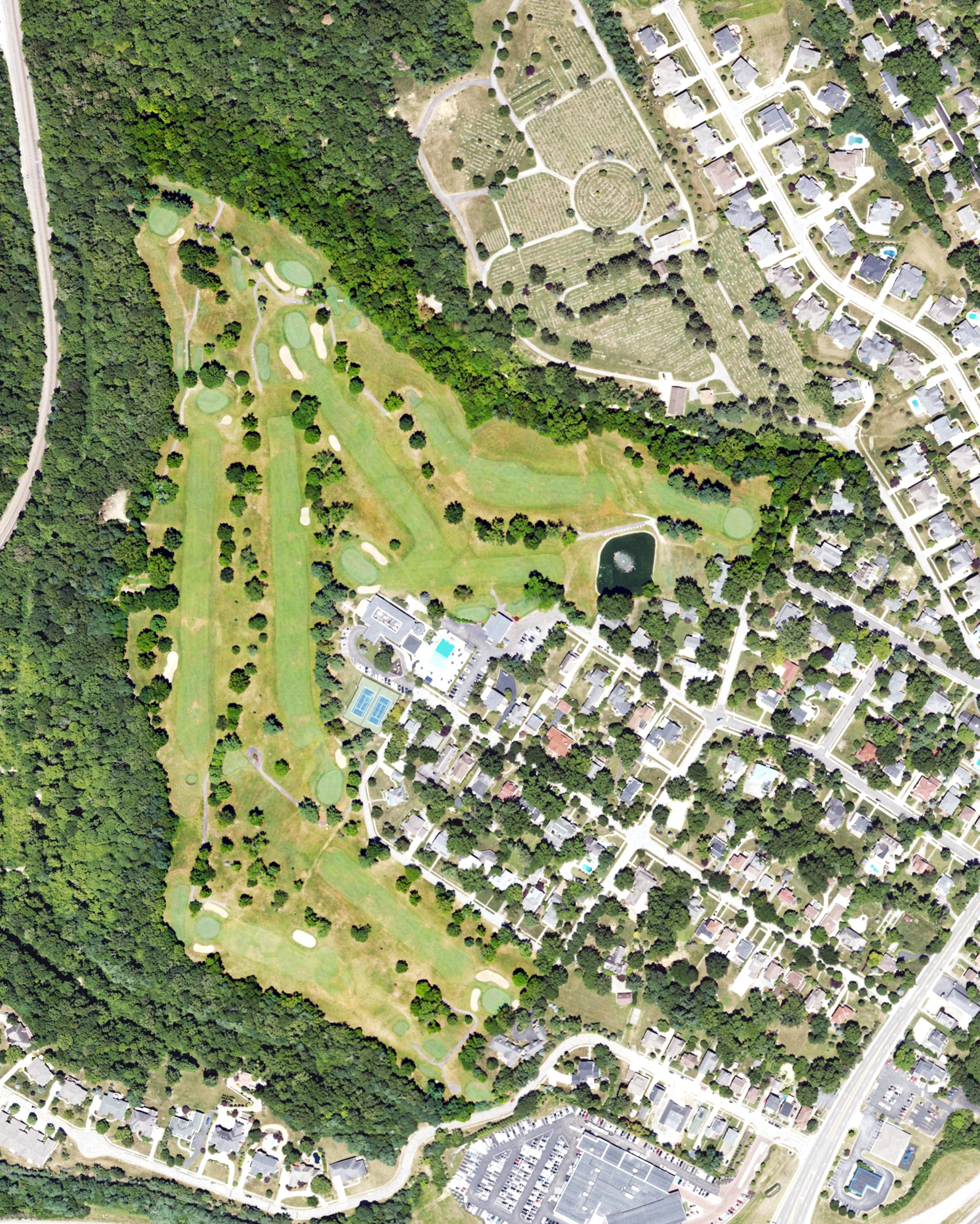 Aerial view of Fort Mitchell Country Club Golf Course, KY