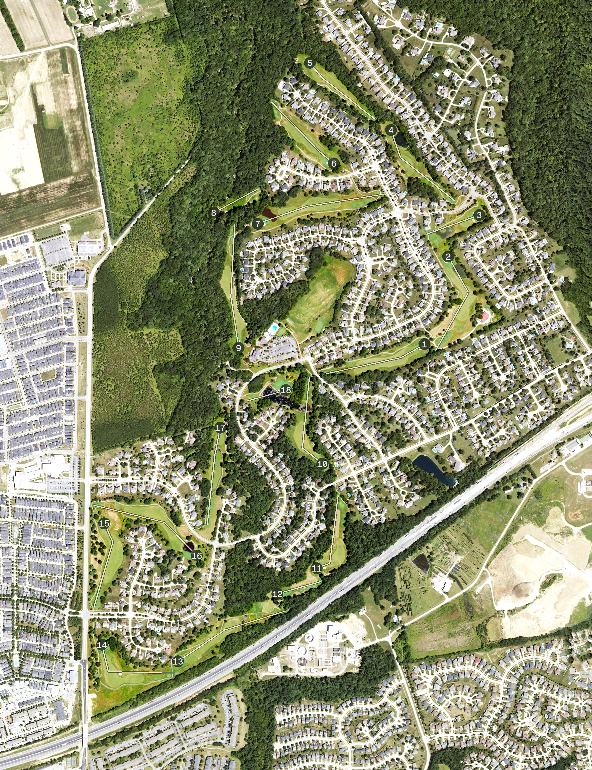 Aerial view of Glen Oaks Country Club, KY