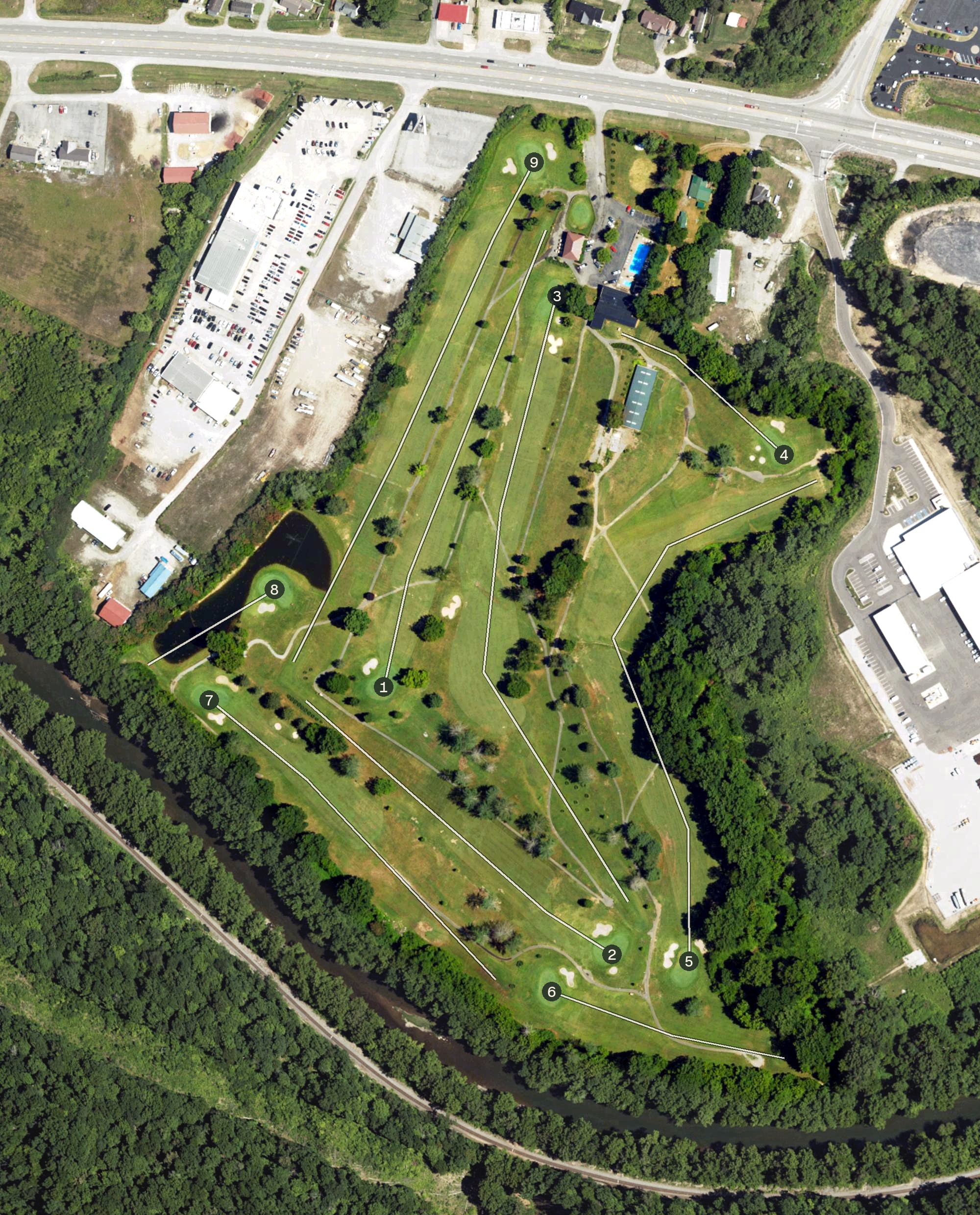 Aerial view of Green Meadow Country Club, KY