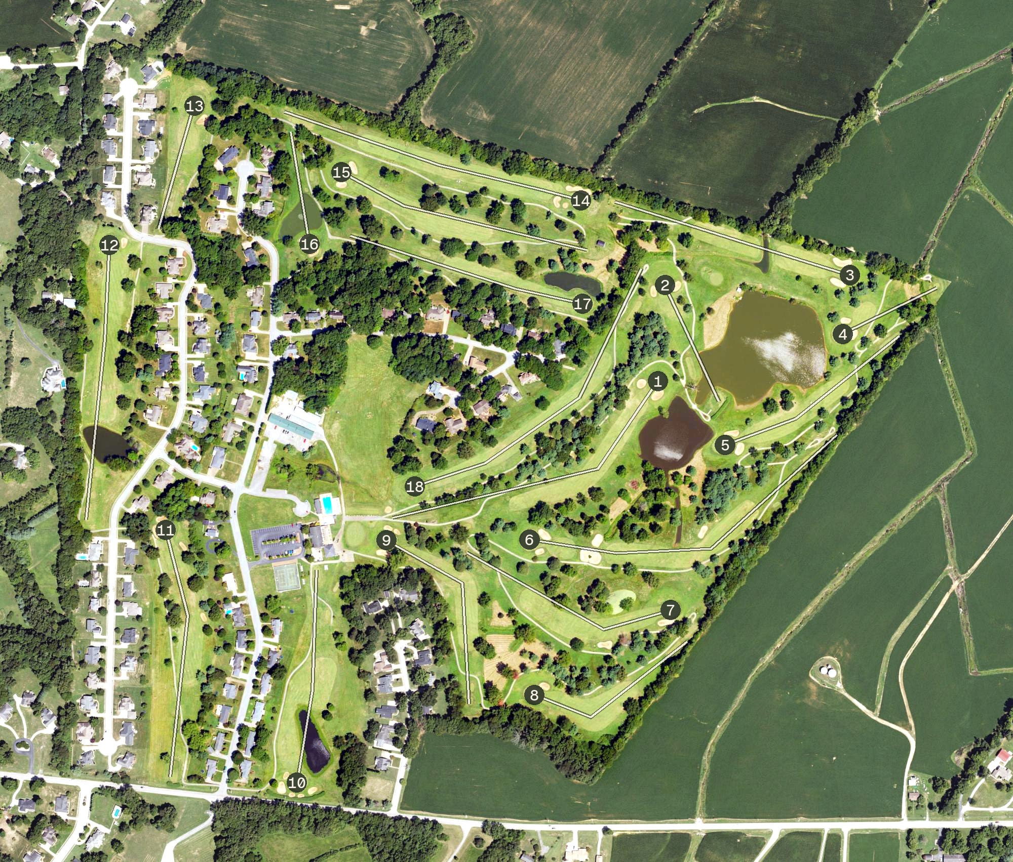 Aerial view of Henderson Country Club, KY