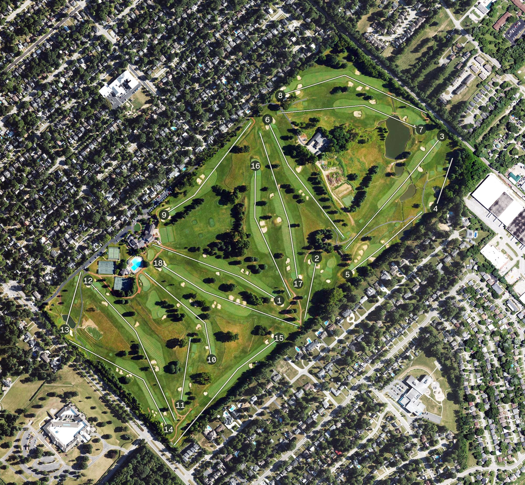 Aerial view of Idle Hour Country Club, KY
