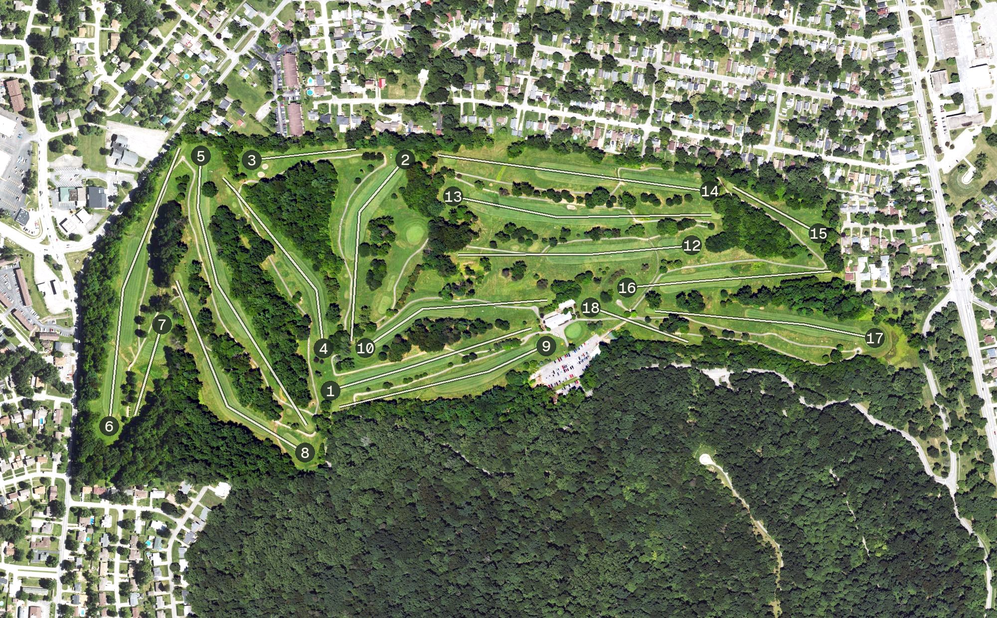 Aerial view of Iroquois Golf Course, KY