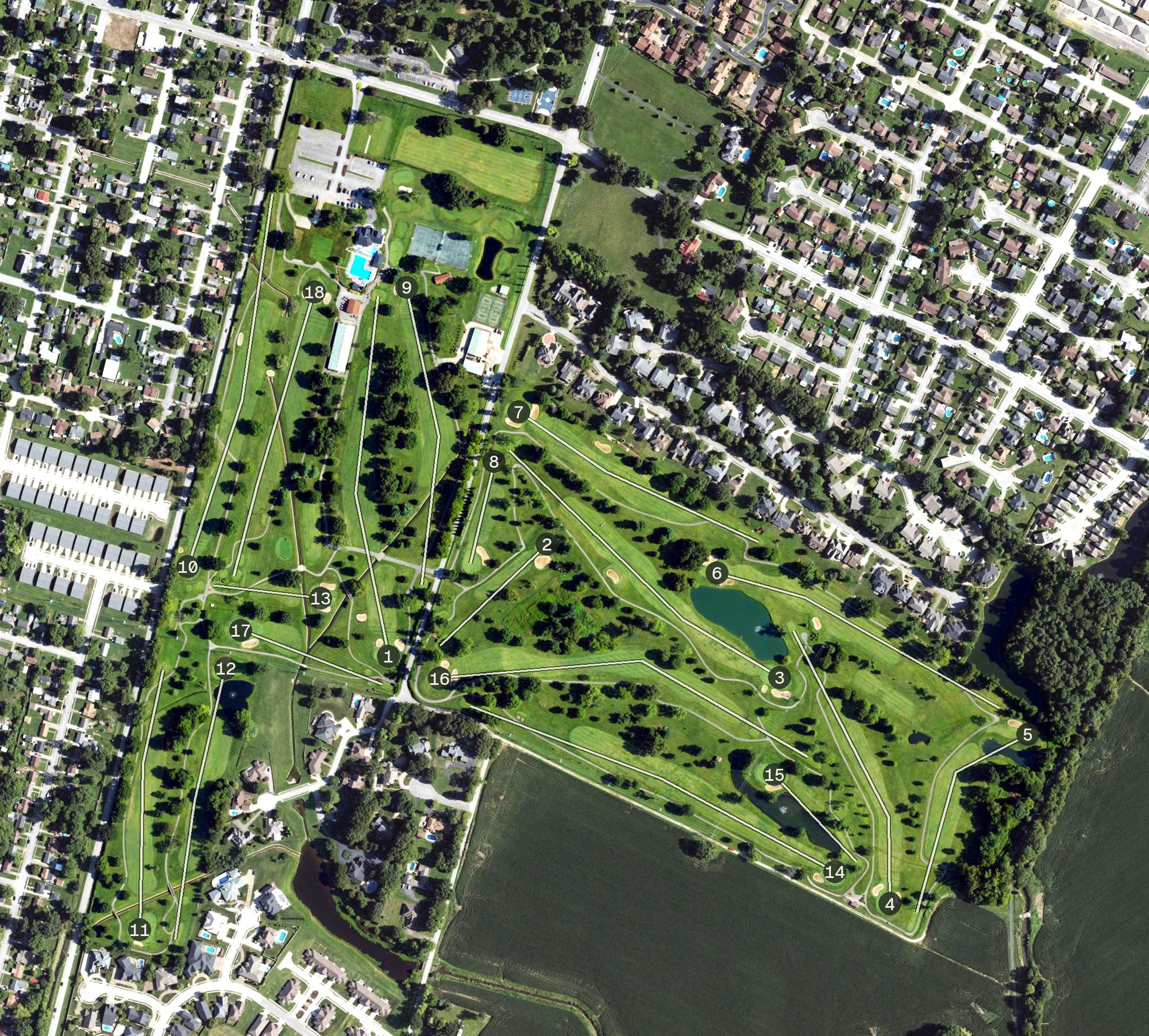 Aerial view of Owensboro Country Club, KY