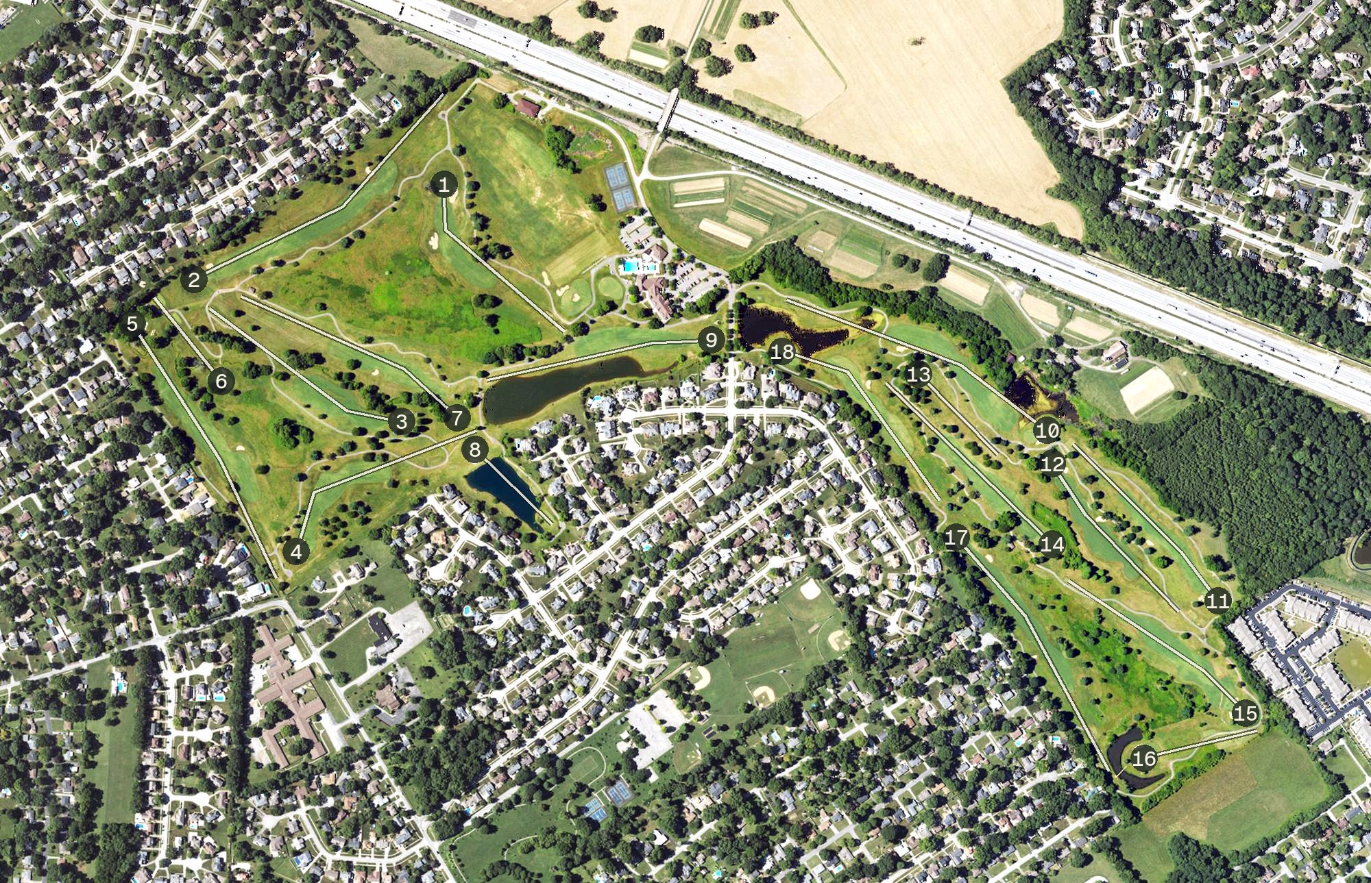 Aerial view of Oxmoor Country Club, KY