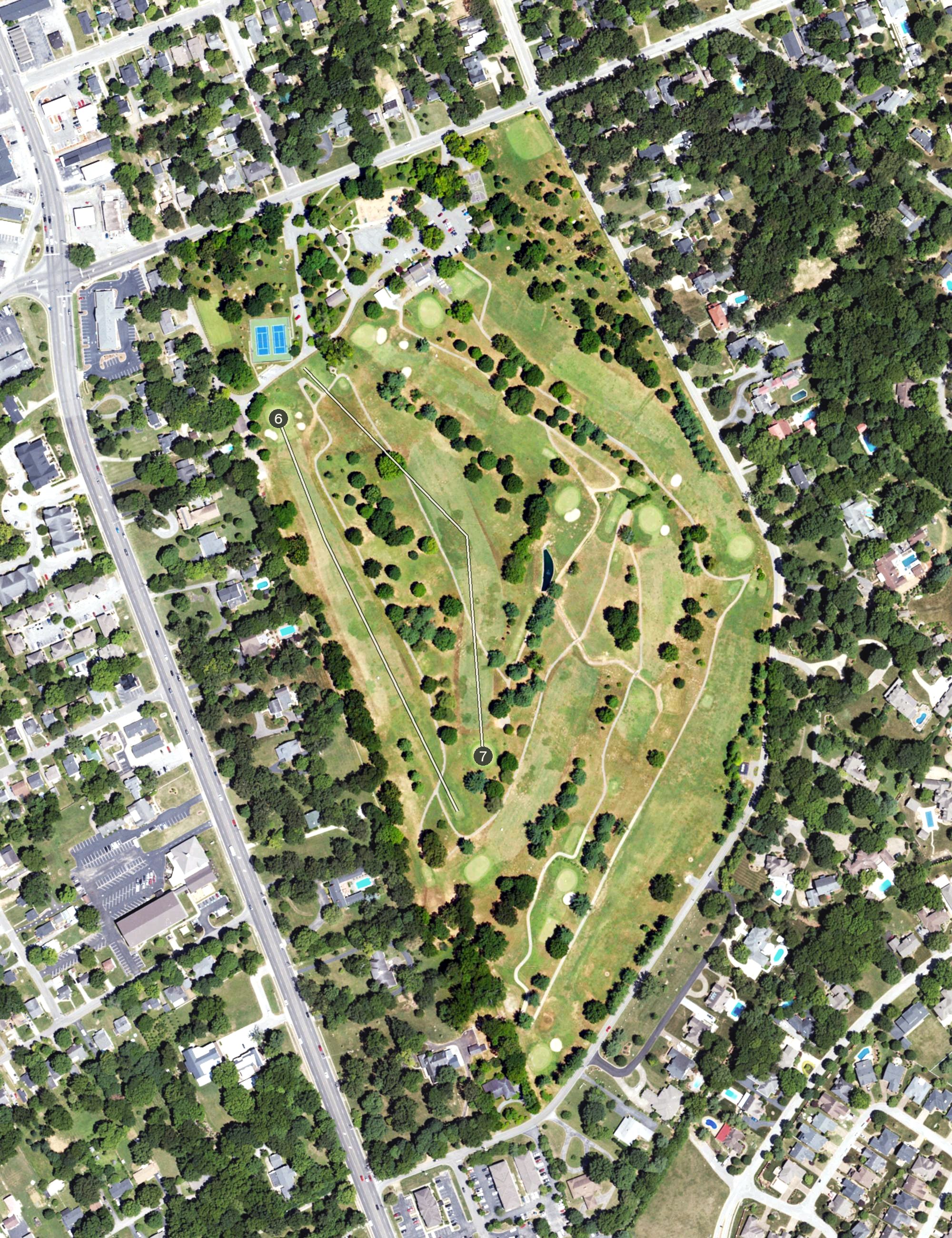 Aerial view of Paul Walker Municipal Golf Course, KY