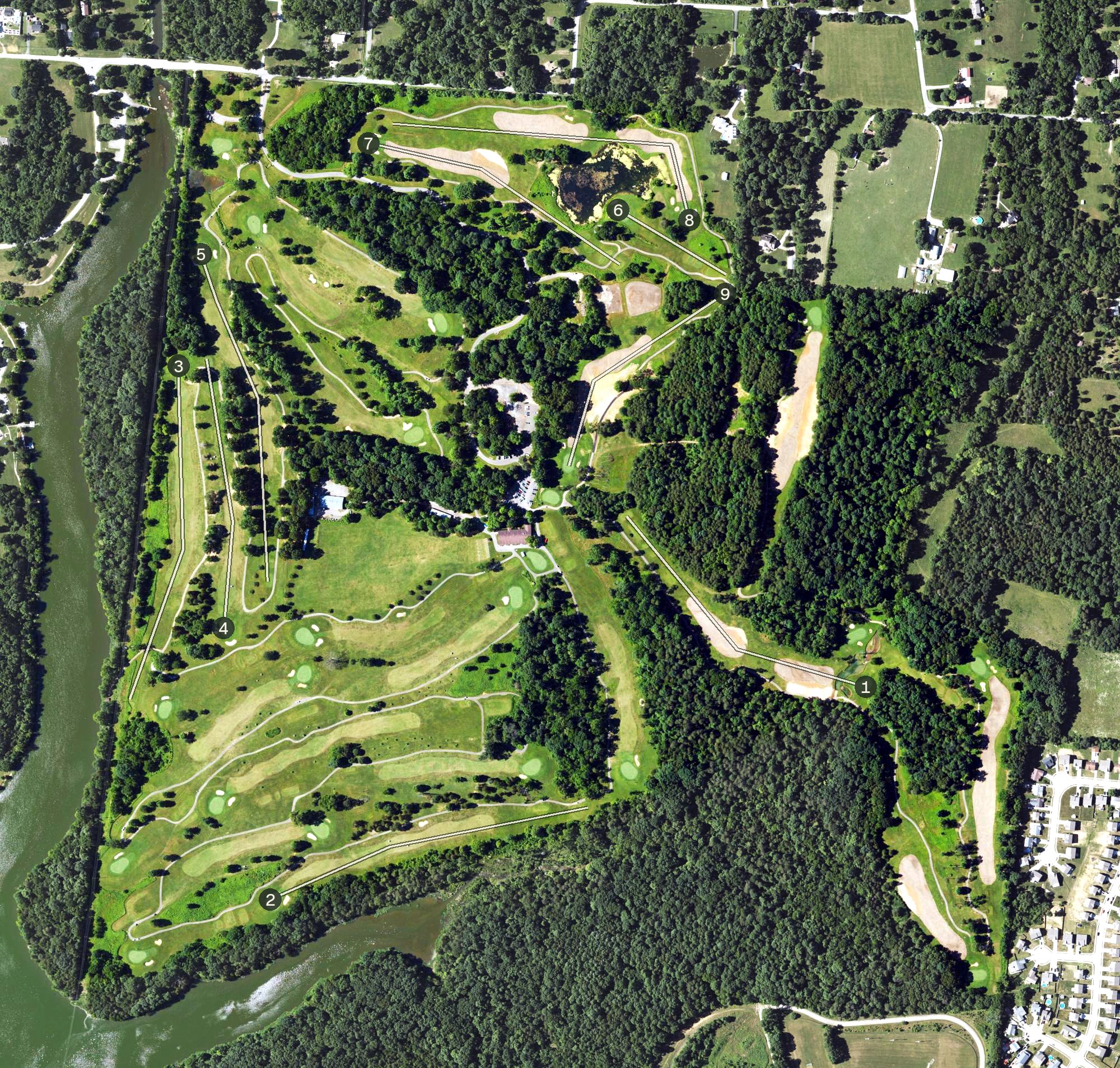 Aerial view of Quail Chase Golf Course, KY