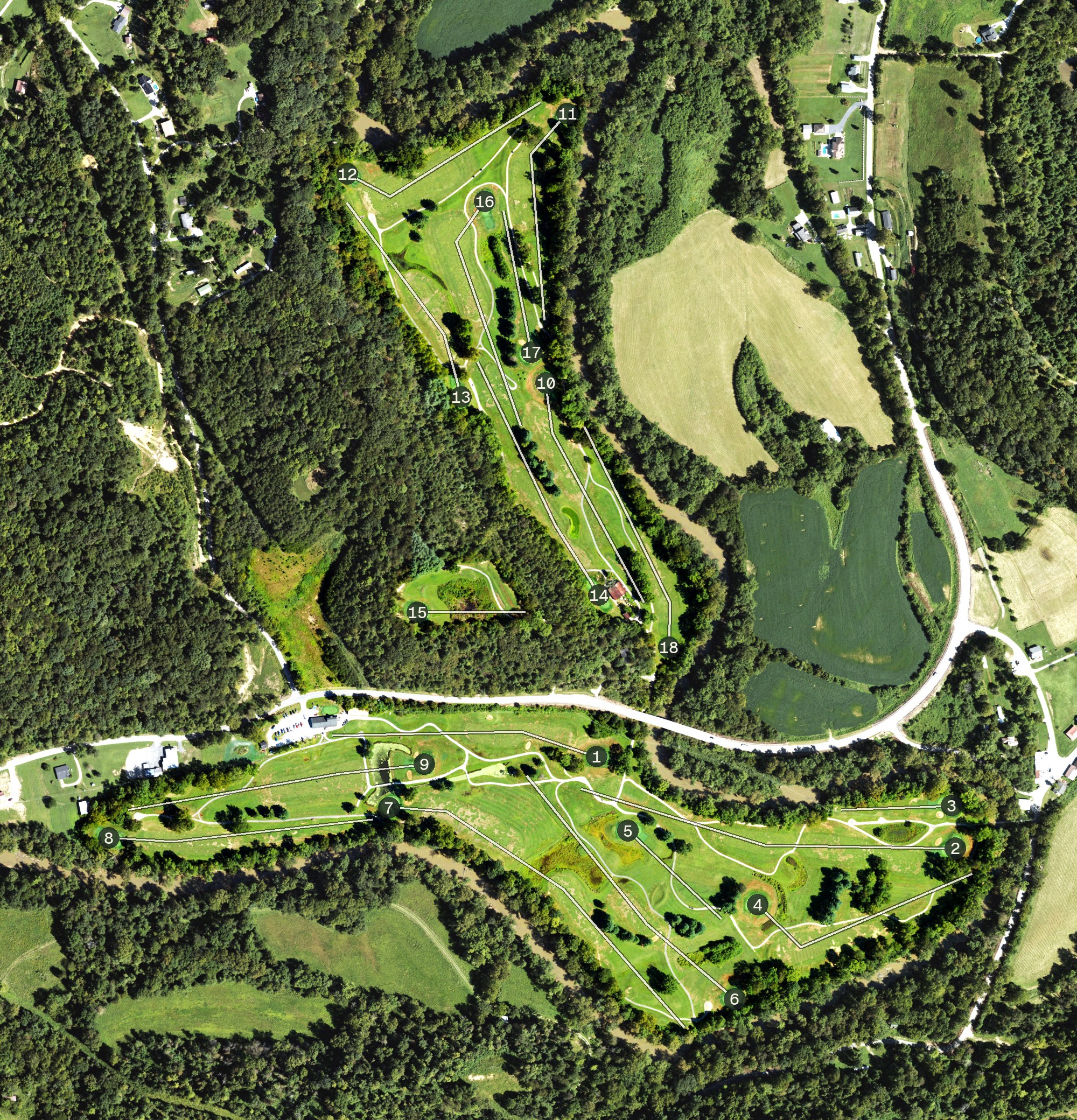 Aerial view of River Bend Golf Club, KY