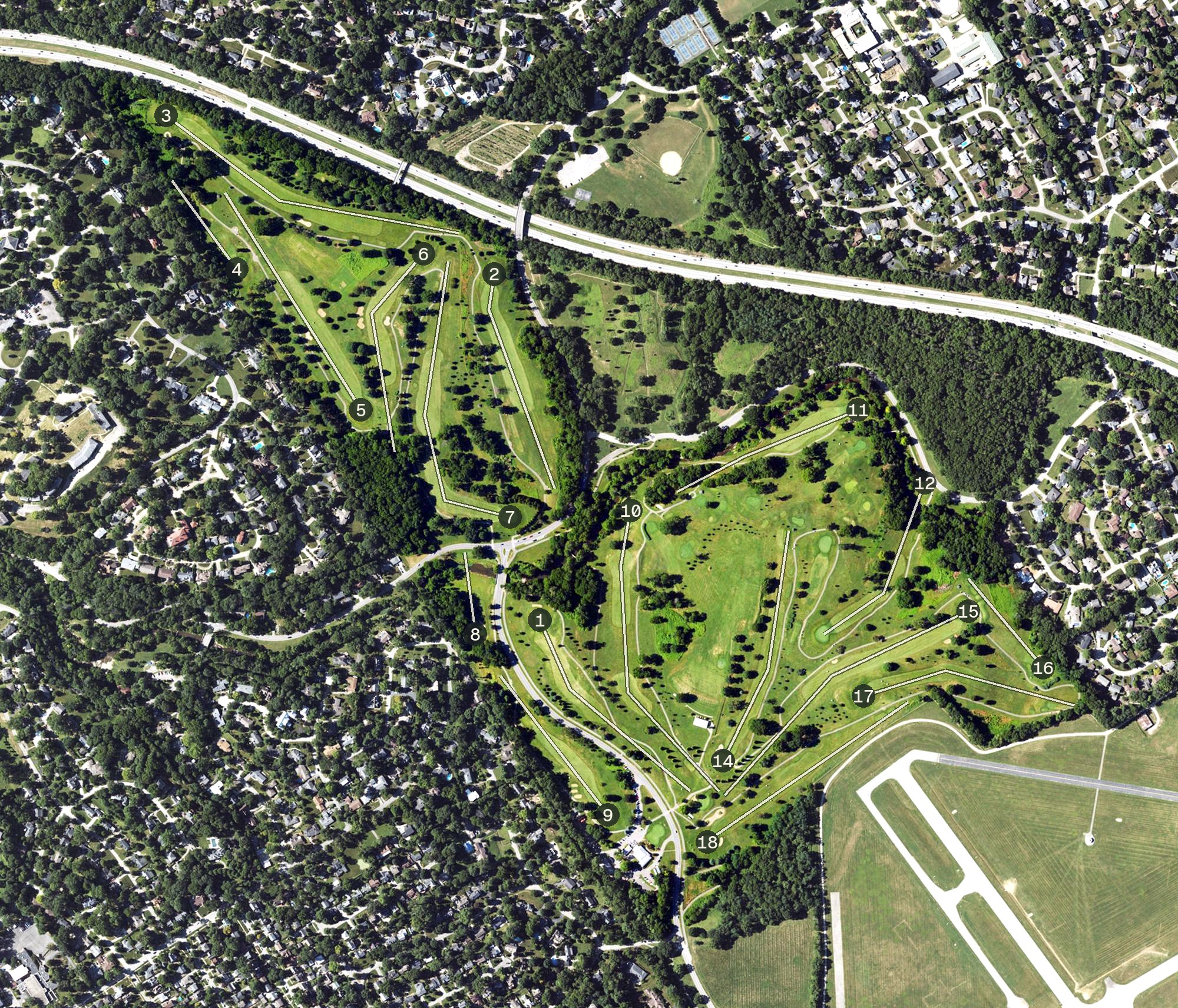 Aerial view of Seneca Golf Course, KY
