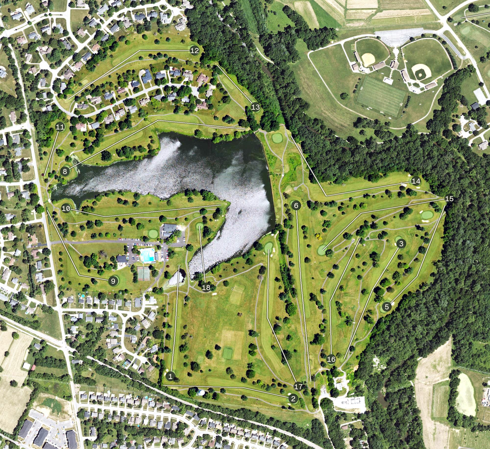 Aerial view of Shelbyville Country Club, KY