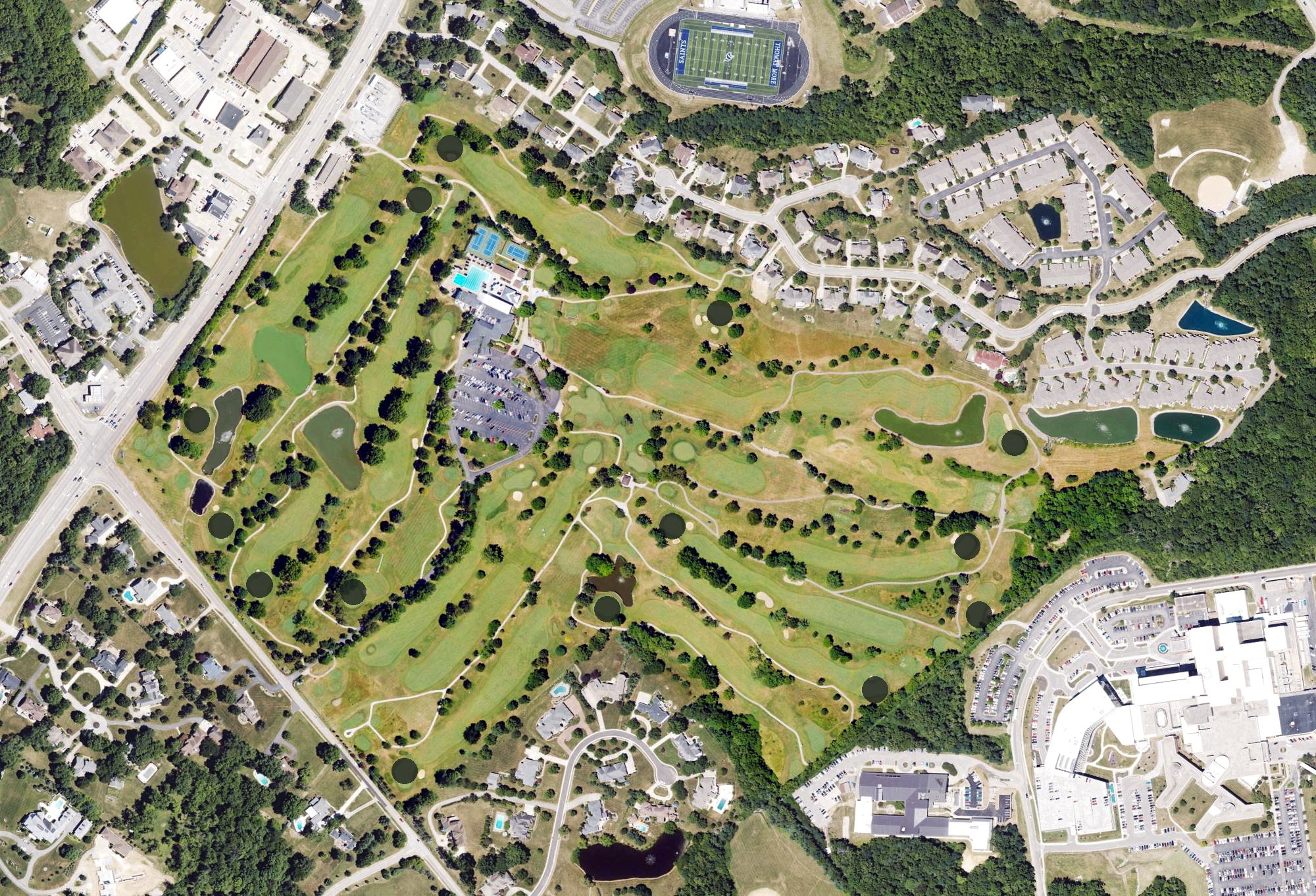 Aerial view of Summit Hills Country Club, KY