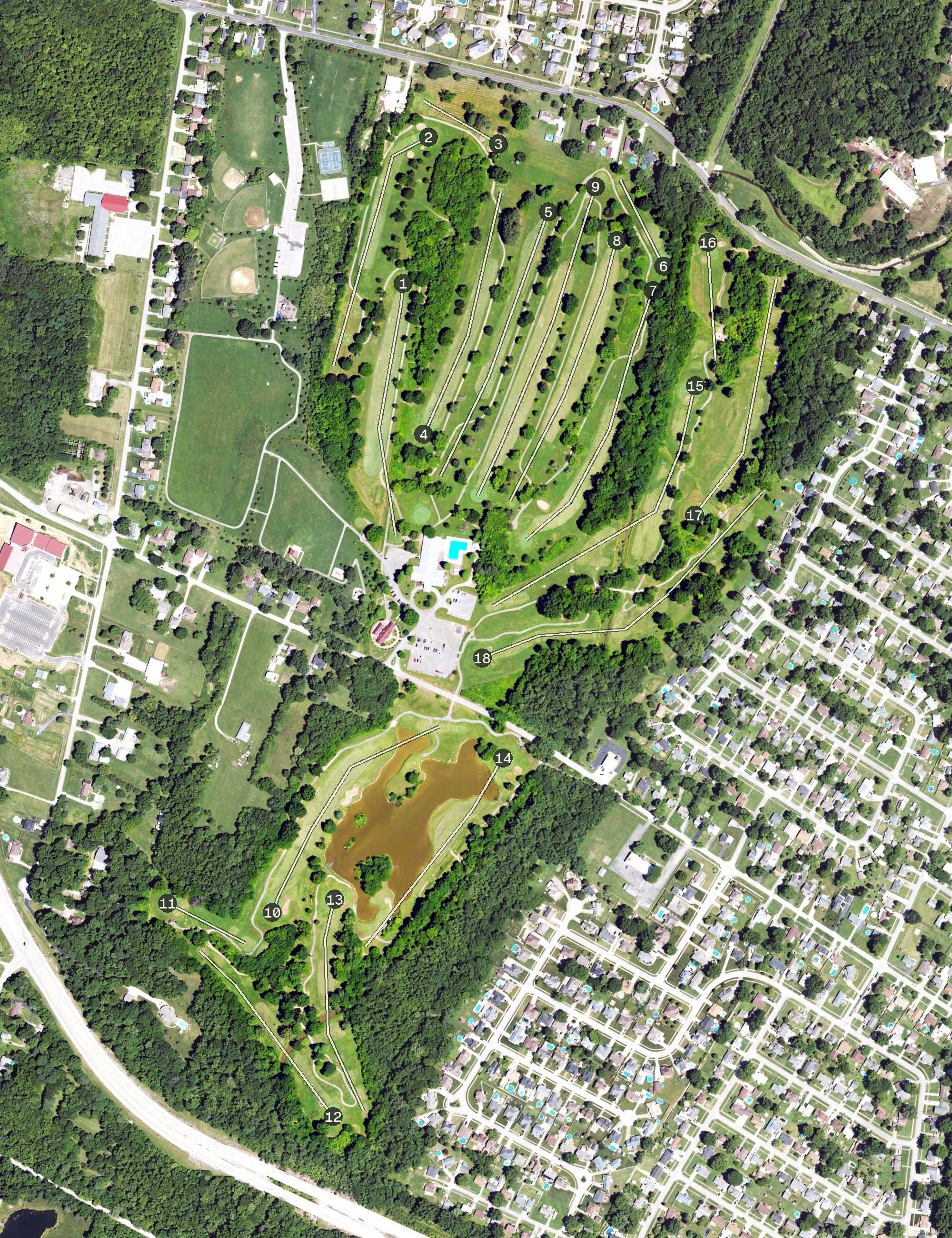 Aerial view of Sun Valley Golf Course, KY