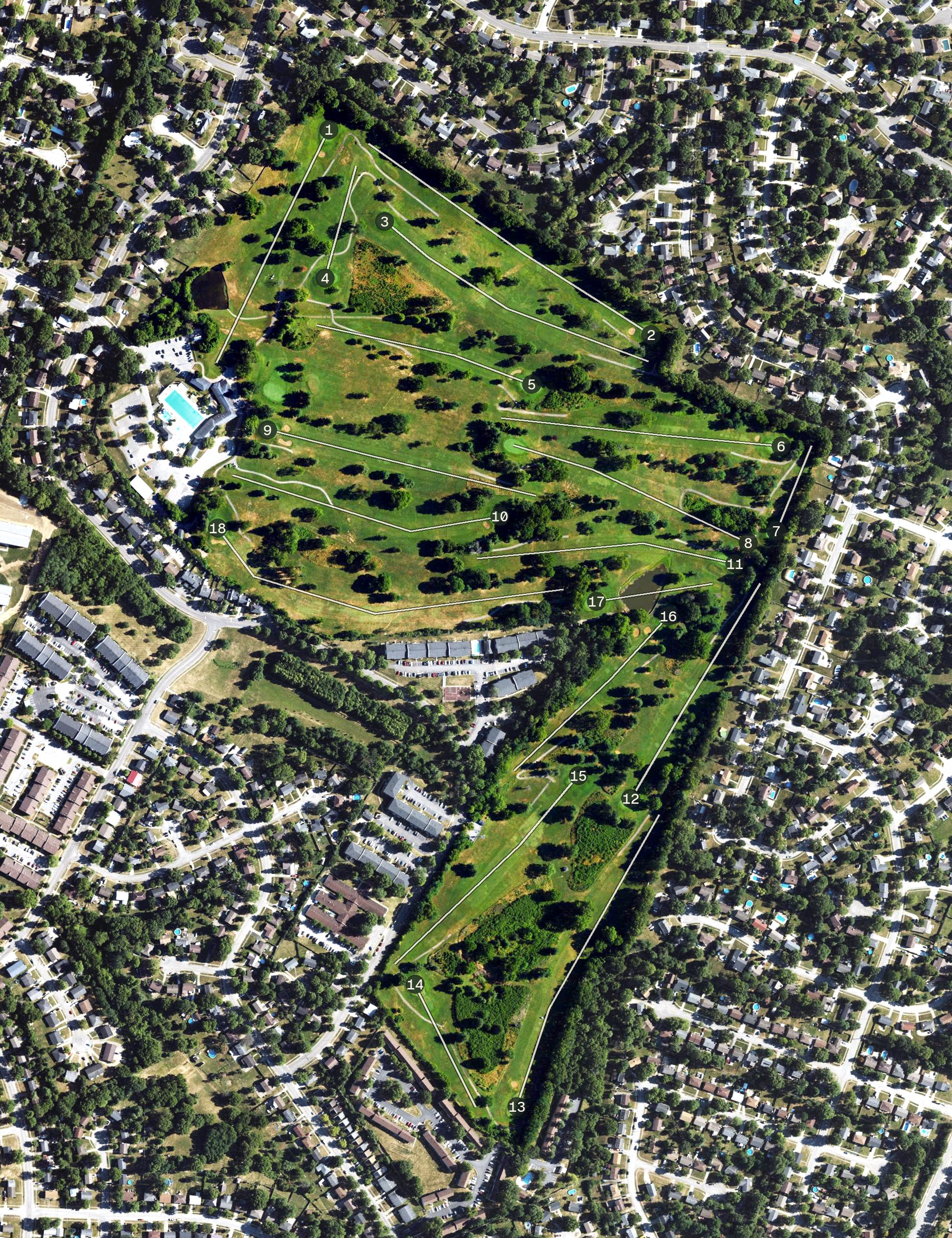 Aerial view of Tates Creek Golf Course, KY